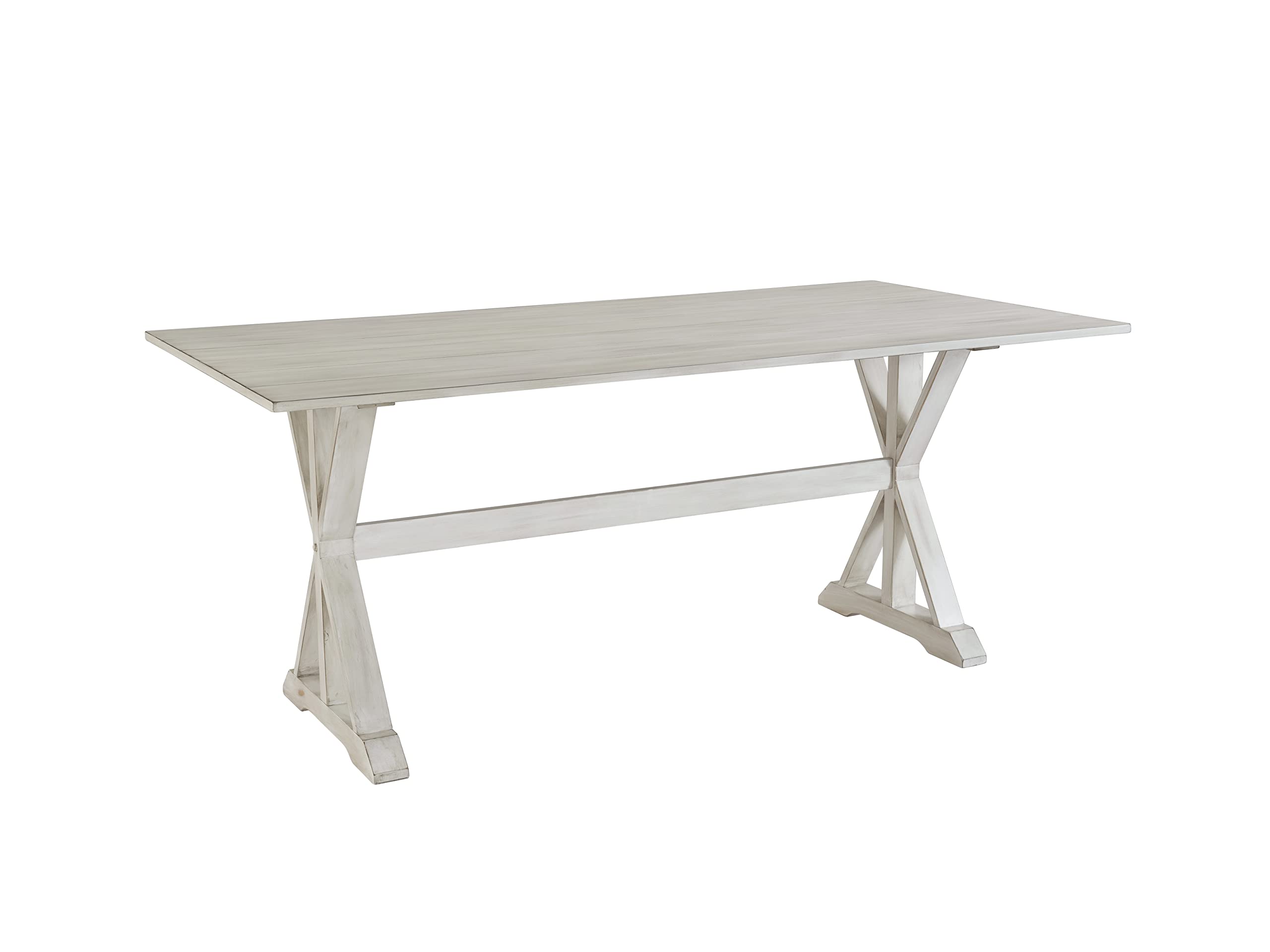 Boraam Jamestown 60 Inch Dining Table - Antique White Farmhouse Style Kitchen Table for 6 - Perfect for Family Dinners & Entertaining Guests