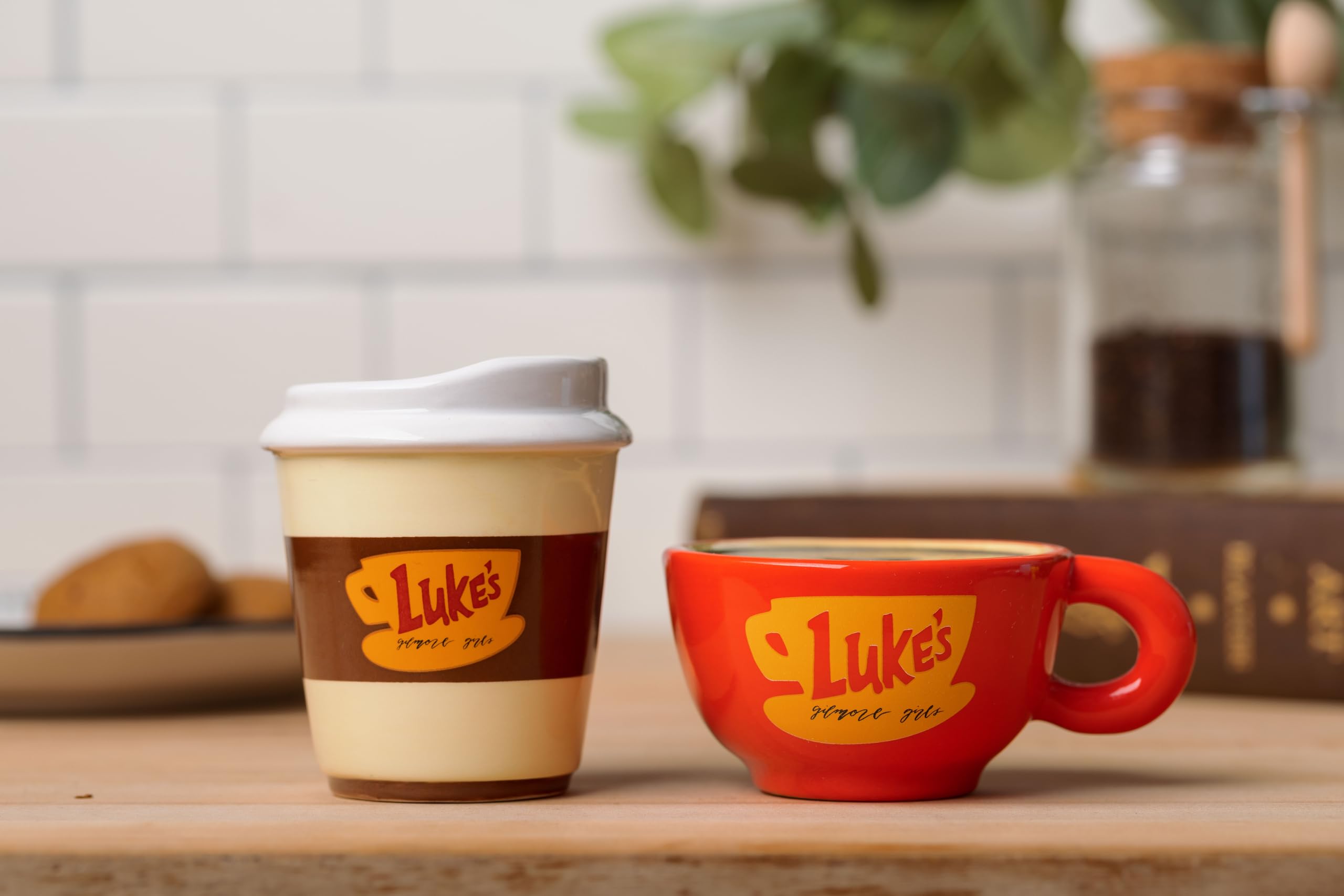 Gilmore Girls Inspired Ceramic Latte Mug & Salt and Pepper Shaker Set - Perfect for Coffee Lovers and TV Show Fans, Great for Kitchen Decor and Gift Giving