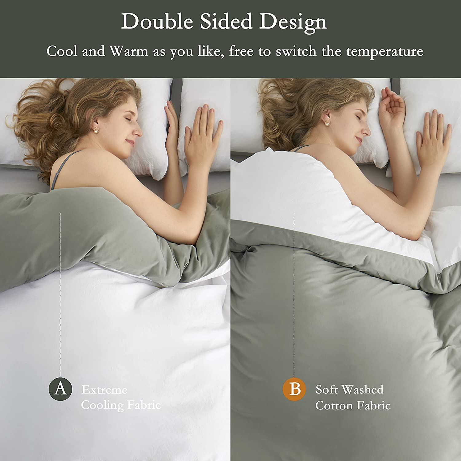 Premium 1200-Thread-Count 100% Egyptian Cotton Reversible Duvet Cover Set - Yellow & Silver Grey - California King Size (94