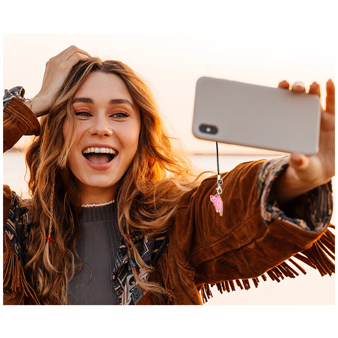 Cute Kawaii Phone Charm with Hanging Pendants - Aesthetic Cell Phone Accessory for Girls, Teens & Women | Perfect for Phone Decor, Gifts & Everyday Carry