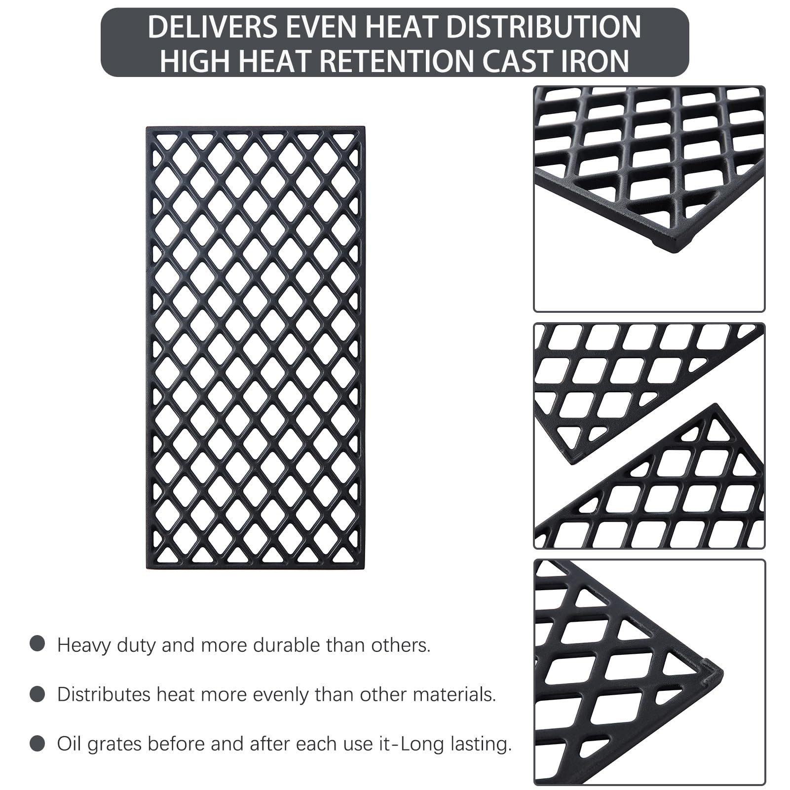GR2210601-MM-00 Replacement Cast Iron Grill Grates for Member’s Mark Grill - 3-Piece Cooking Grid Set - Compatible with Sam's Club Rankam Grills - Perfect for Backyard BBQs, Camping & Outdoor Cooking
