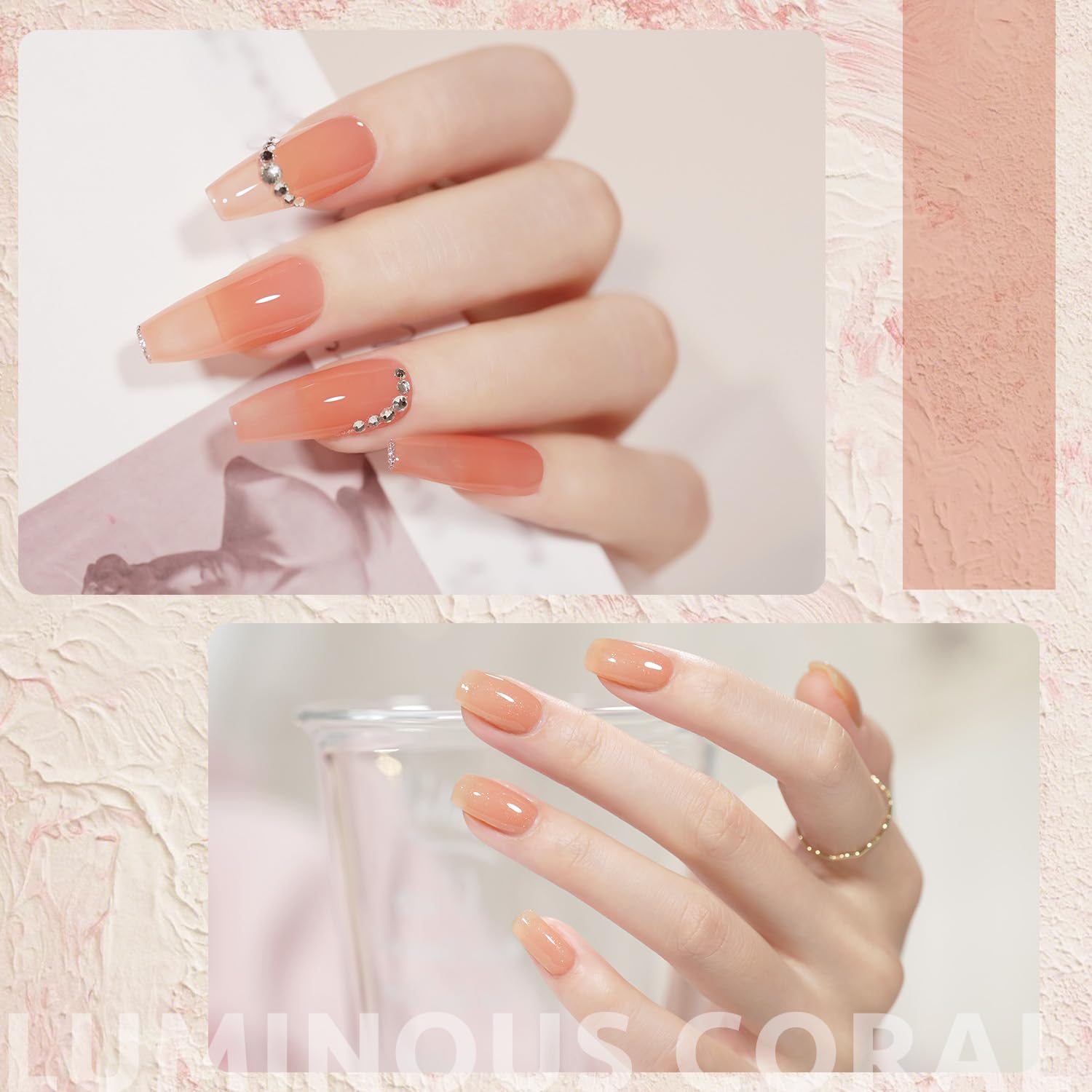 GAOY Nude Gel Nail Polish Set - 2 Colors 16ml Jelly Orange Shimmer & Sheer Soak Off UV Gel Polish for Natural Nails | Perfect for Manicures, Pedicures & Nail Art Designs