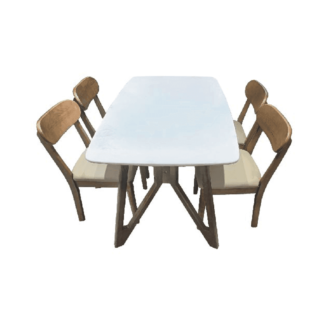 Premium Mavise Sintered Stone Dining Table Set (1 Table + 4 Chairs) - Modern Kitchen & Dining Room Furniture for Family Gatherings & Dinner Parties