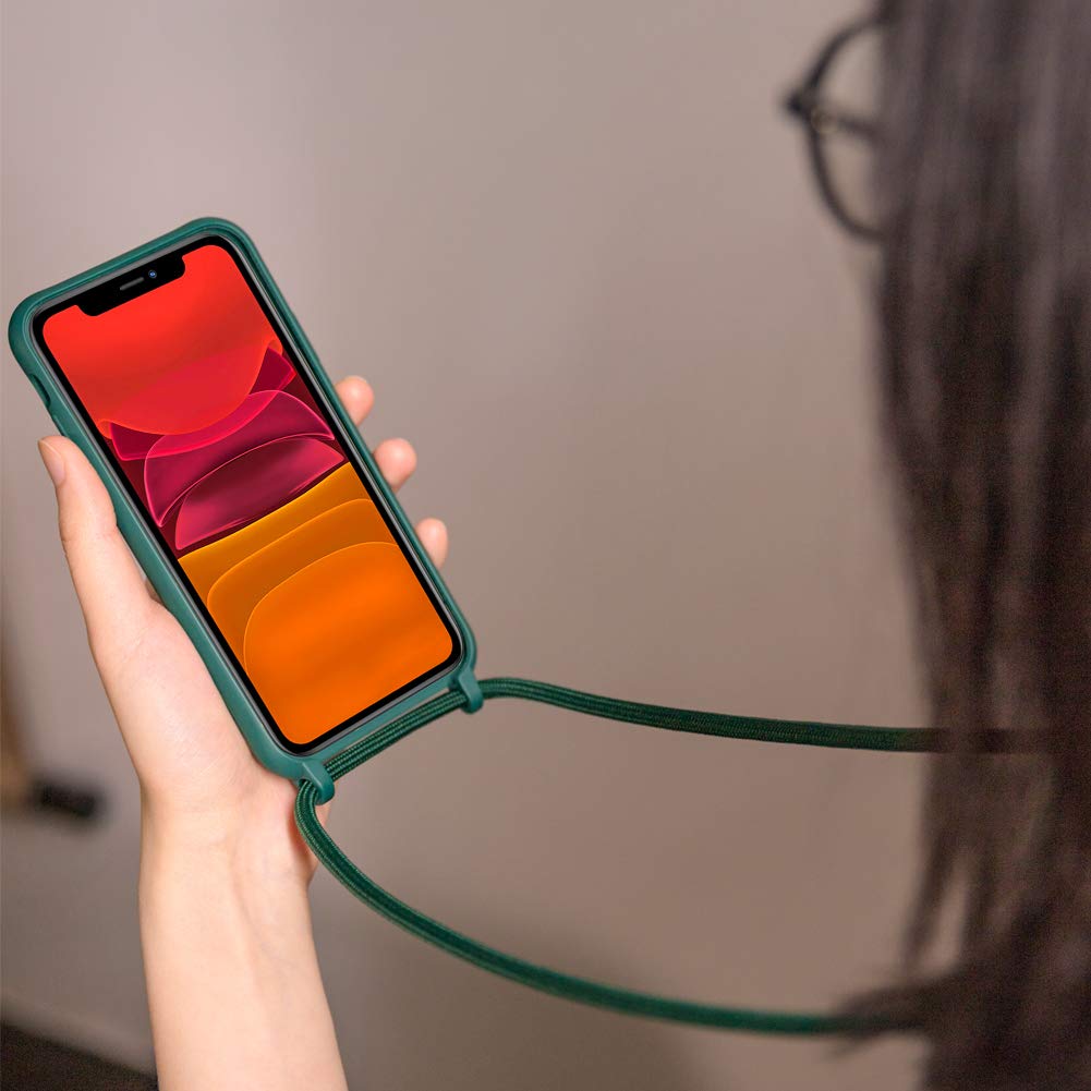 Ququcheng iPhone XS Max Case with Neck Strap - Shockproof Silicone Cord & TPU Bumper Phone Cover in Red - Perfect for Outdoor Activities, Travel, and Hands-Free Convenience