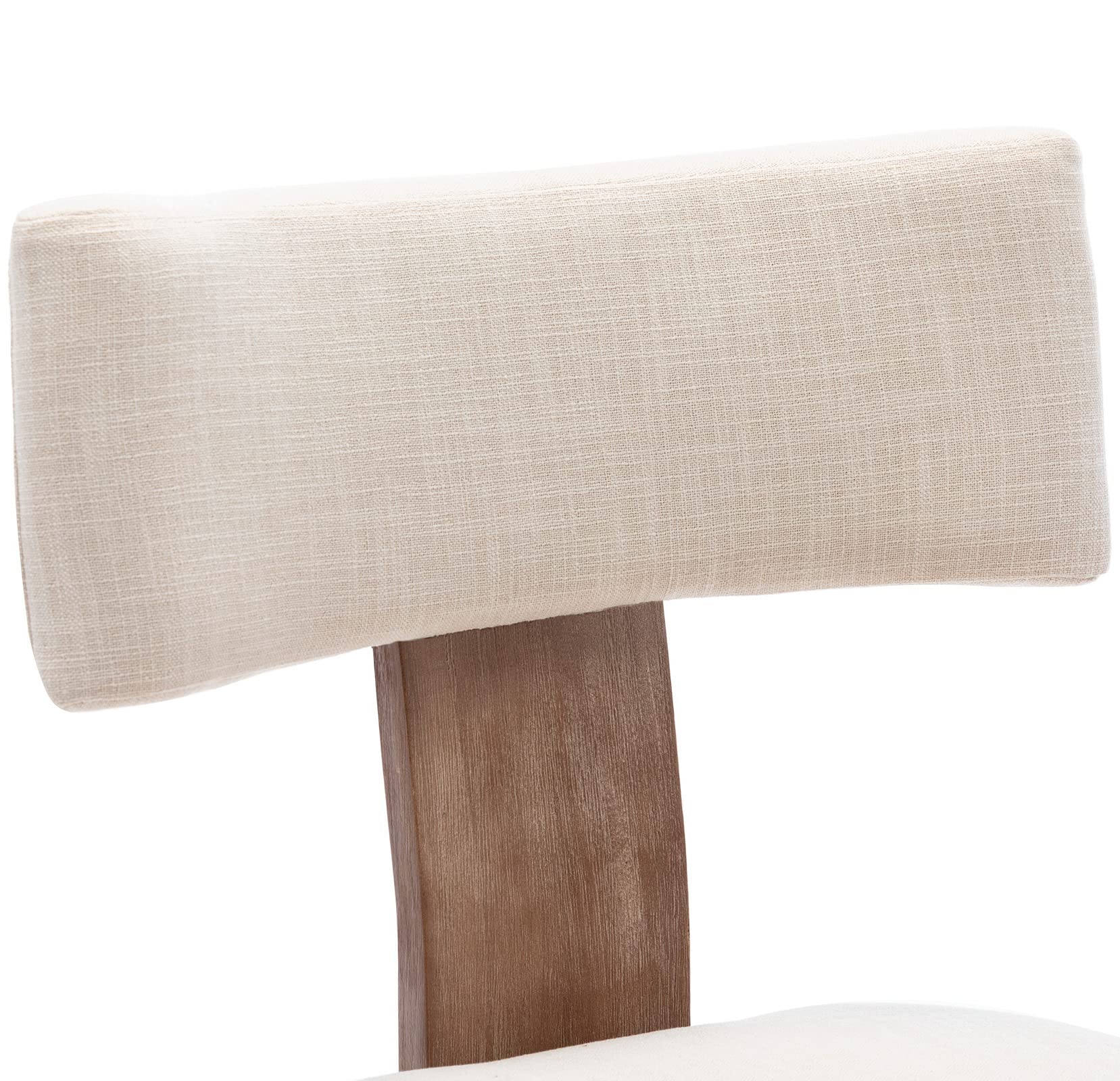 Wahson Beige Upholstered Dining Chairs Set of 4 - Modern Farmhouse Kitchen Chairs with Wood Legs & Linen Fabric, Curved Wingback Design for Living Room, Bedroom, Dining Room - Comfortable Seating for Family Gatherings & Home Decor