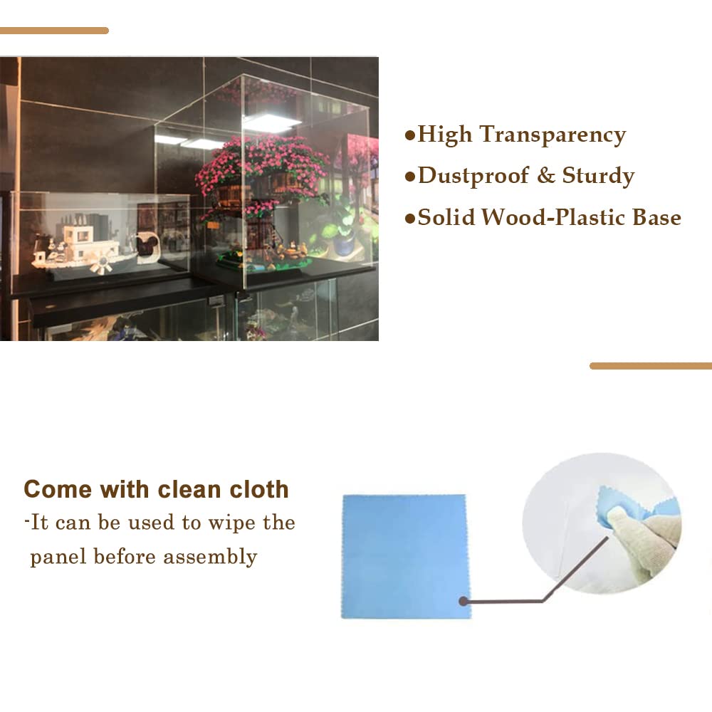 Large Clear Acrylic Display Case for Collectibles & Lego 21318 Tree House - 17.7x17.7x17.5 Inch Dustproof Showcase with Base - Perfect for Home Decor, Office Display & Protecting Valuable Collections