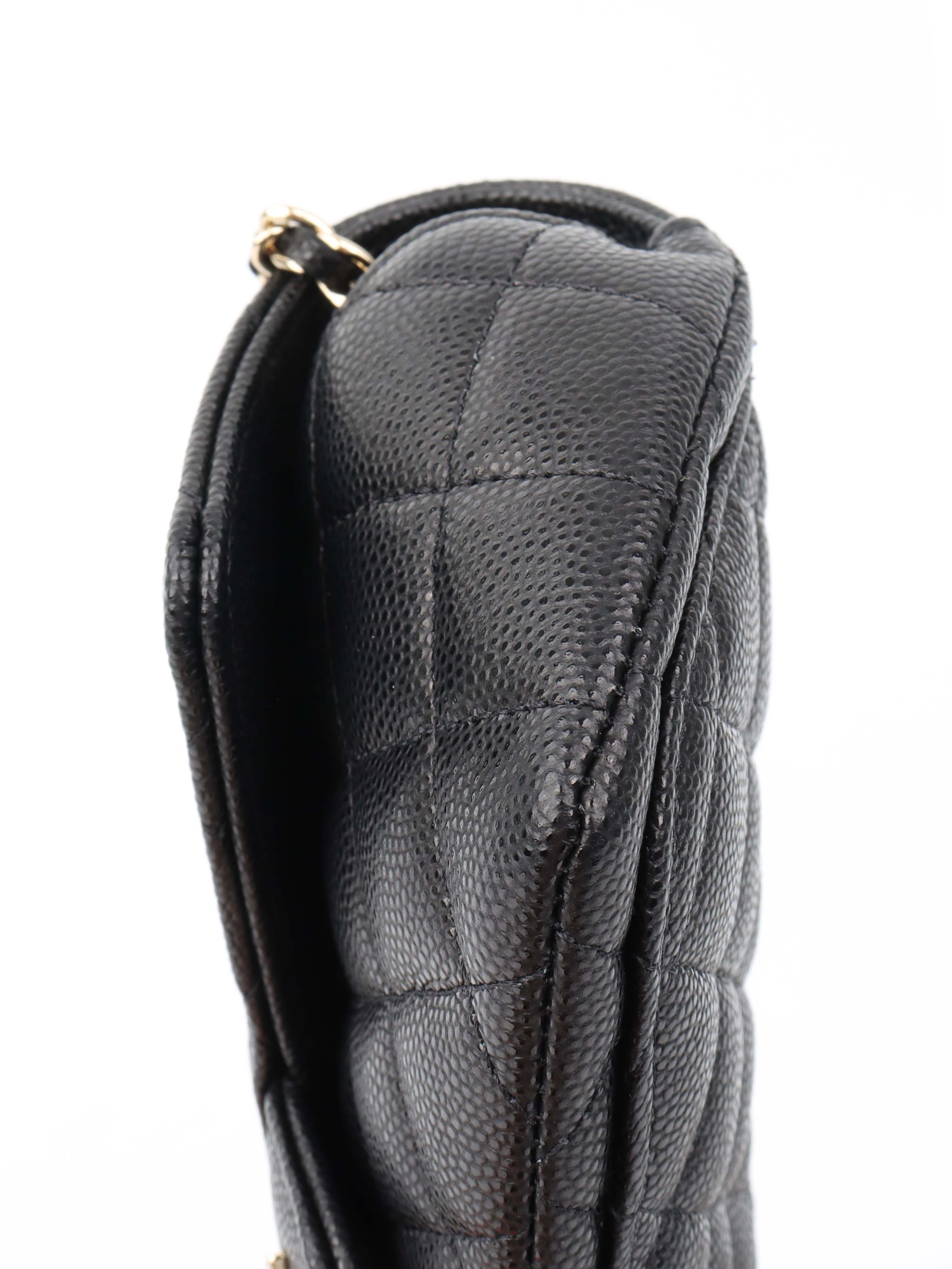 Chanel Black Caviar Leather Glasses Case Chain Bag - Luxury Eyewear Holder for Women, Designer Sunglasses Pouch with Chain Strap, Perfect for Travel & Everyday Use