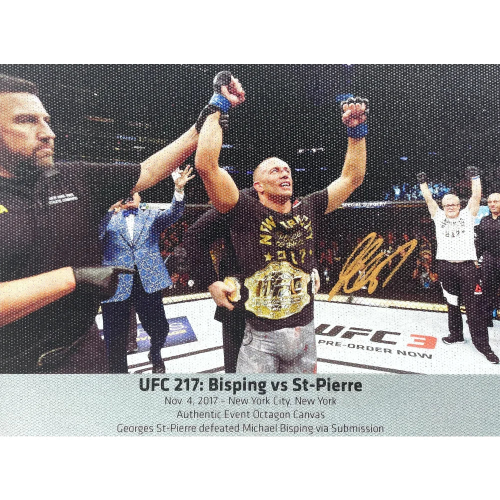 Georges St. Pierre UFC 217 Final Fight Autographed Canvas with JSA COA - GSP Collectible Memorabilia for MMA Fans & Sports Decor