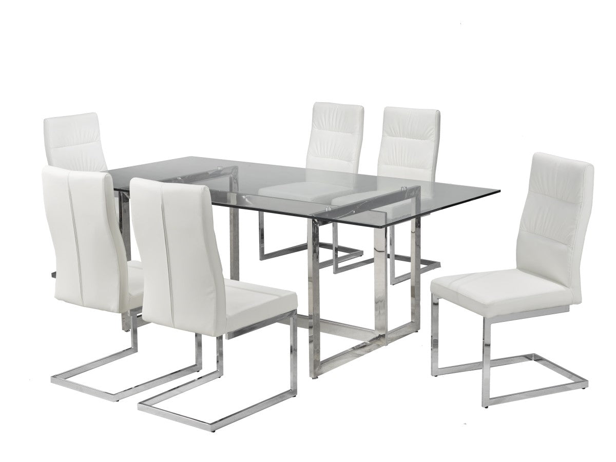 7-Piece White Dining Room Set - Modern Kitchen & Dining Table Chairs for Family Gatherings, Dinner Parties & Home Decor
