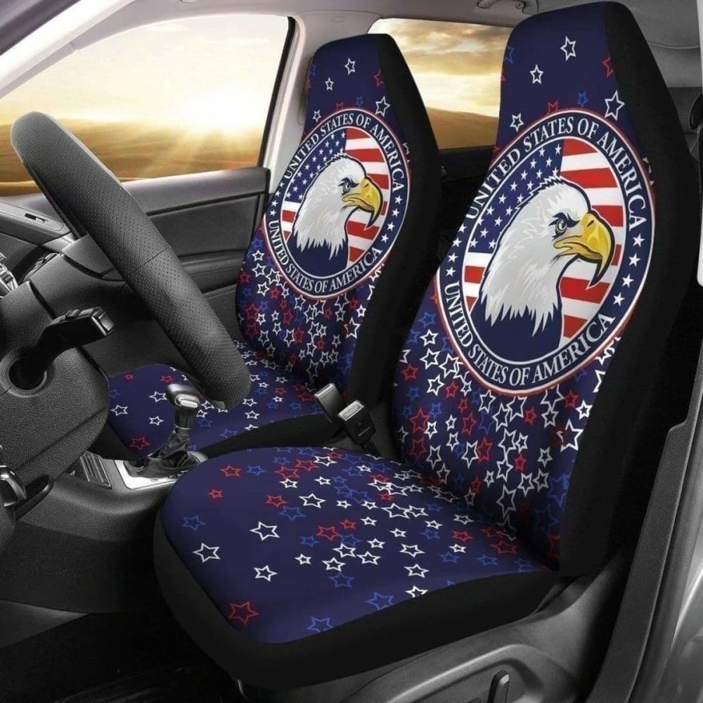 American Eagle Car Seat Covers - Patriotic USA Flag Design for Trucks & SUVs - Durable Auto Interior Accessories for Road Trips & Daily Commute