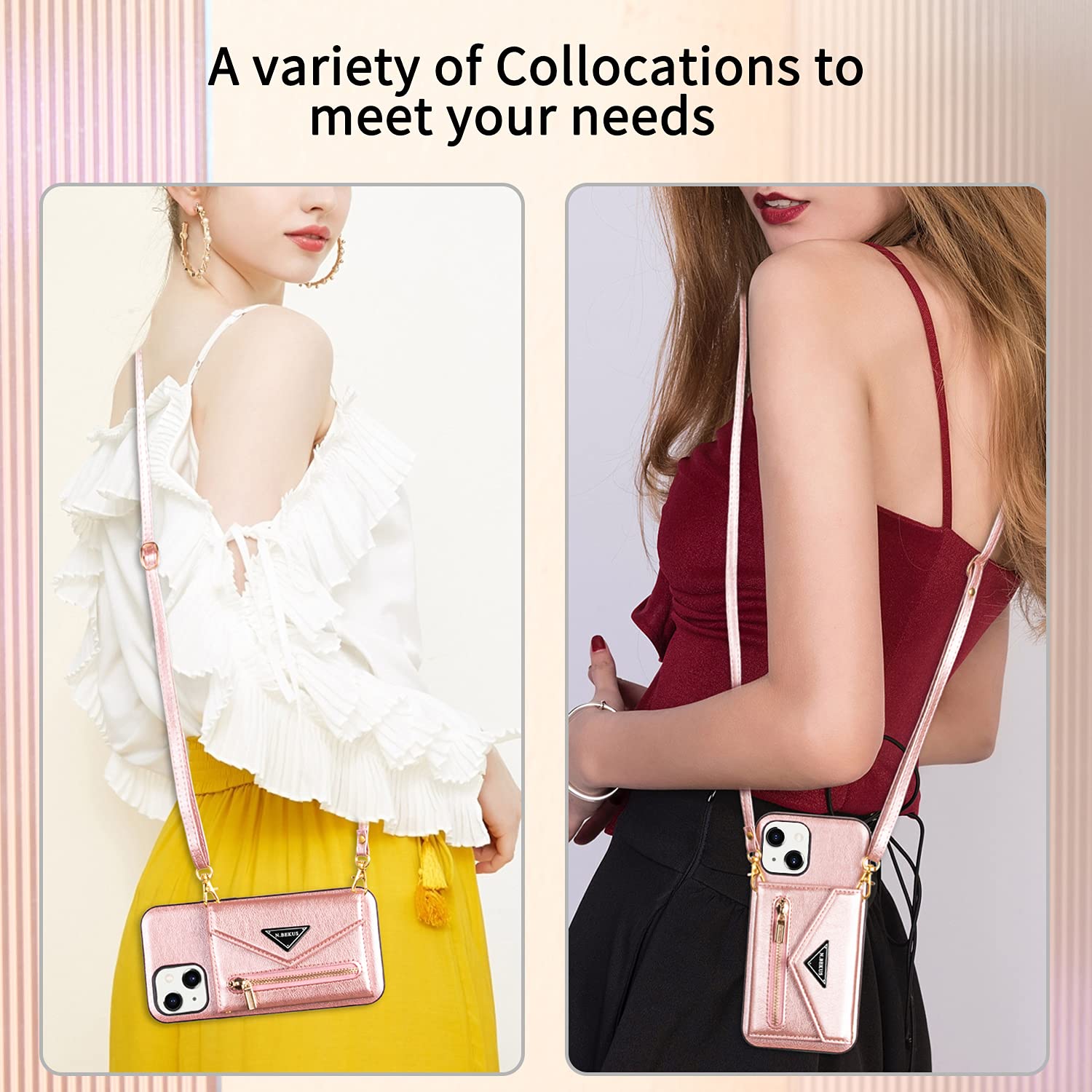 SZHAIYU Women's PU Leather Crossbody Wallet Phone Case for iPhone 13 (6.1