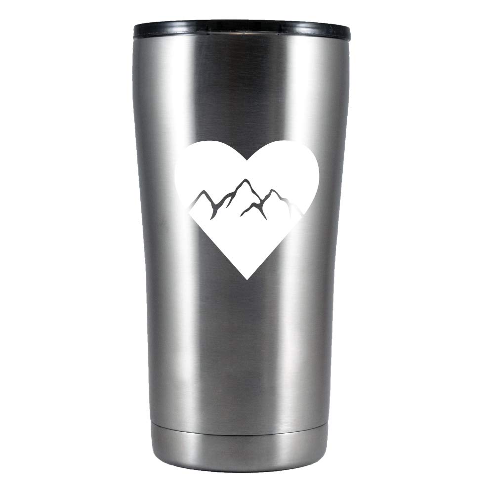 White Heart Mountain Decals - Set of 2 Premium Vinyl Stickers for Tumblers, Cars, Trucks, Tablets & Phones - Waterproof & Durable for Outdoor Adventures, Travel & Daily Use