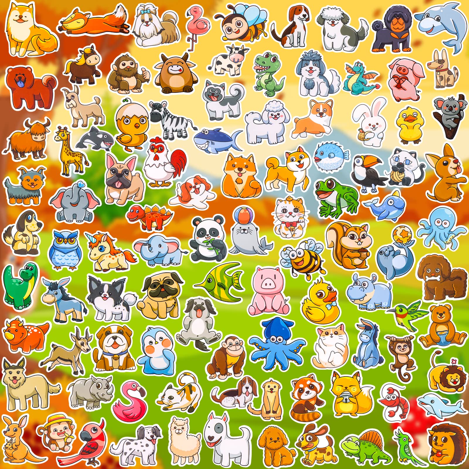 100PCS Waterproof Animal Stickers for Kids - Cute Vinyl Decals for Water Bottles, Laptops, Skateboards & DIY Crafts | Colorful Kawaii Aesthetic Stickers for Boys, Girls & Teens | Perfect for School Supplies, Scrapbooking & Personalizing Belongings