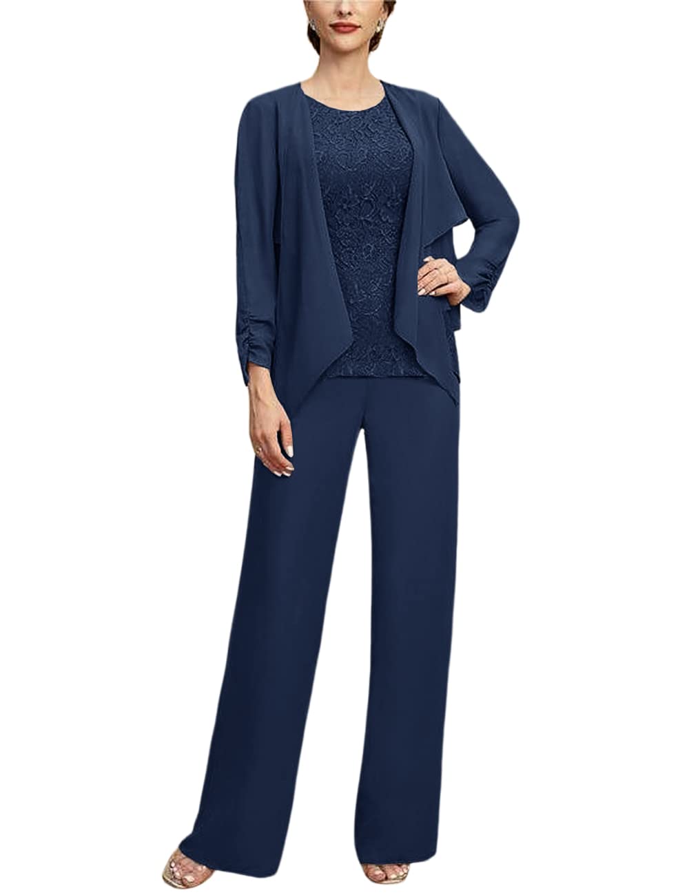 Elegant Women's 3-Piece Wedding Guest Outfit Set - Mother of The Bride Dress Pants Suit with Jacket for Formal Occasions, Ceremonies & Special Events