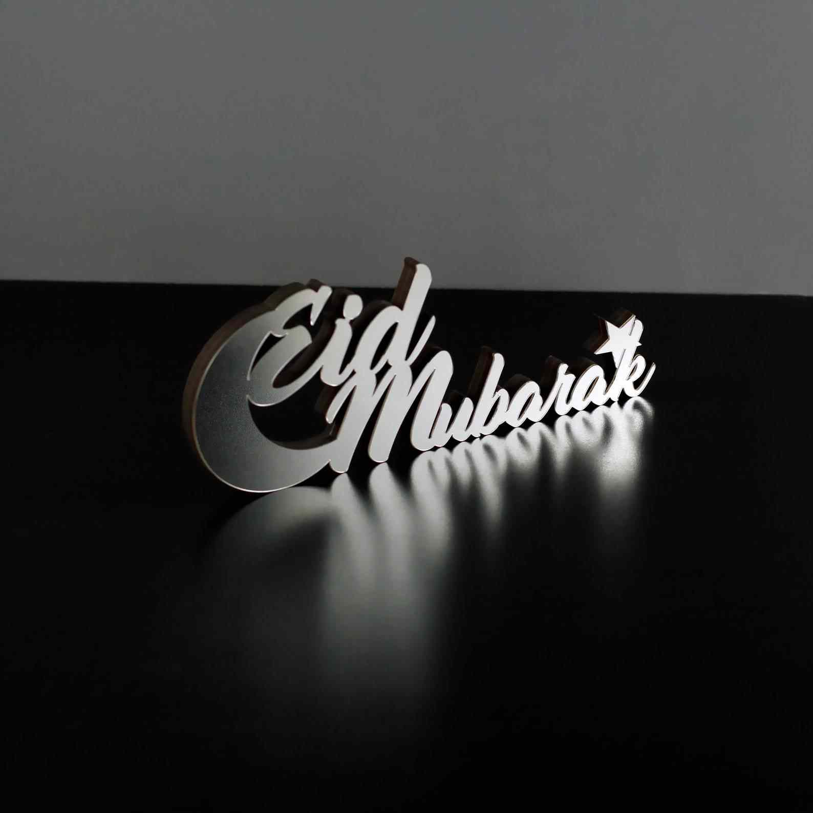 Eid Mubarak Wooden Islamic Wall Art - Handcrafted Crescent Moon Home Decor for Ramadan, Eid al-Fitr & Muslim Holidays - Perfect for Living Room, Mosque & Gift Giving