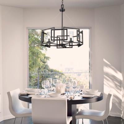 Elegant Mallory 5-Light Chandelier - Modern Crystal Ceiling Light Fixture for Dining Room, Bedroom & Living Room Decor
