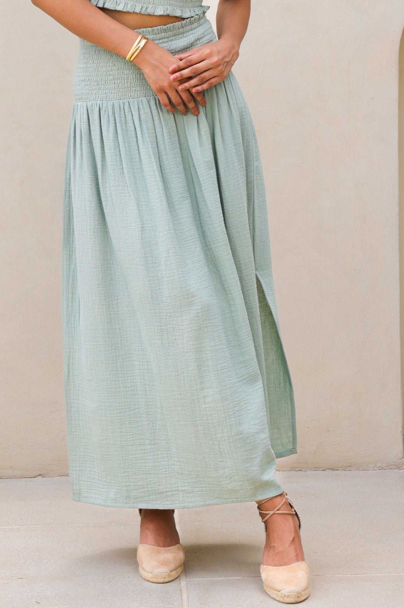 Brady Cheesecloth Skirt for Women - Light Khaki Color | Bohemian Summer Dress for Beach, Vacation & Casual Outings
