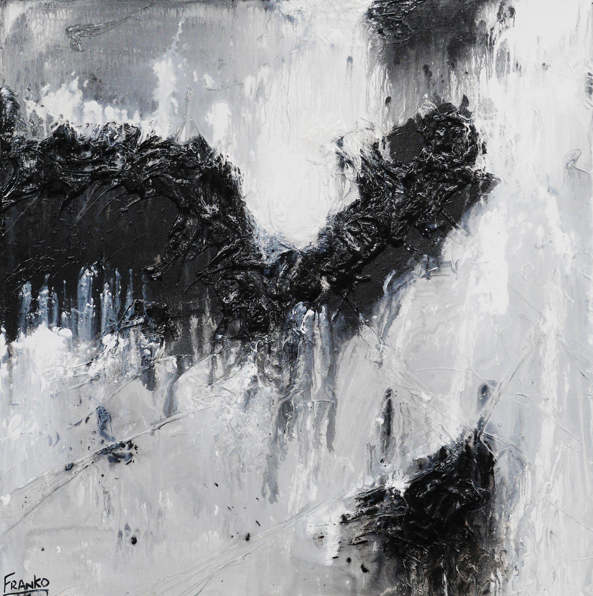 Blackout Beauty 100cm x 100cm Black and White Abstract Canvas Art - Modern Wall Decor for Living Room, Bedroom & Office