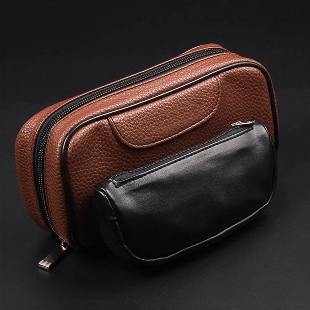 Premium Leather Tobacco Pipe Pouch - Travel Pipe Storage Bag for 3 Pipes & Accessories - Durable Smoking Stash Case - Perfect for Camping, Hiking & Outdoor Adventures (Brown)