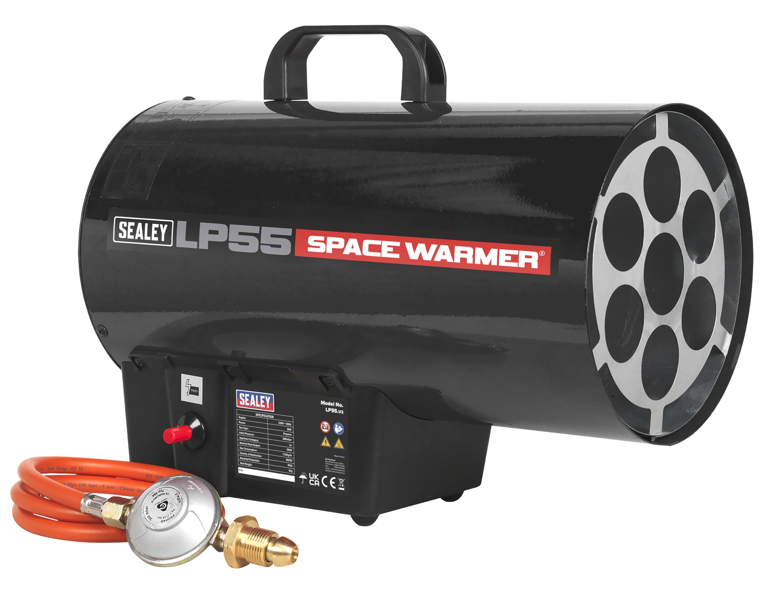 Sealey LP55 54,500 BTU/hr Propane Space Heater for Garages, Workshops & Outdoor Use - Portable High-Power Heating Solution
