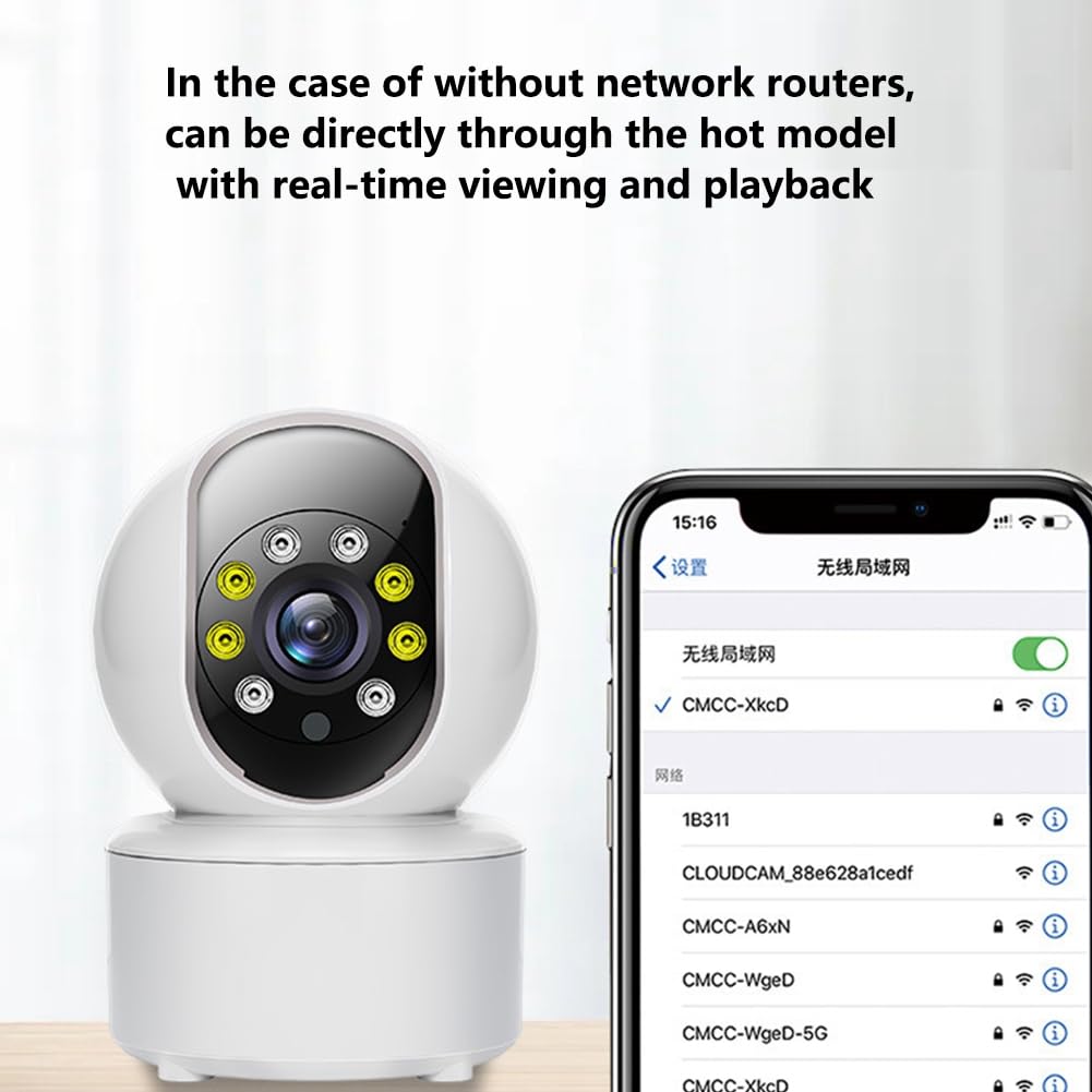 Sgnsvj Indoor Wireless Security Camera 360° Panoramic View with Mobile Remote Monitoring, Night Vision, 2-Way Audio, US Plug – Ideal for Home, Baby, Pet Monitoring and Office Surveillance