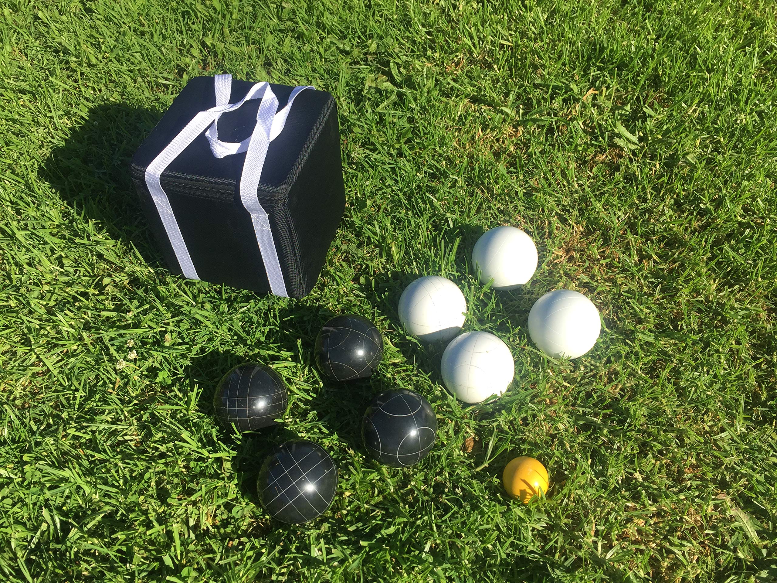 Premium 107mm Bocce Ball Set - Black & White Balls with Durable Carrying Bag | Outdoor Lawn Games, Backyard Parties & Beach Activities