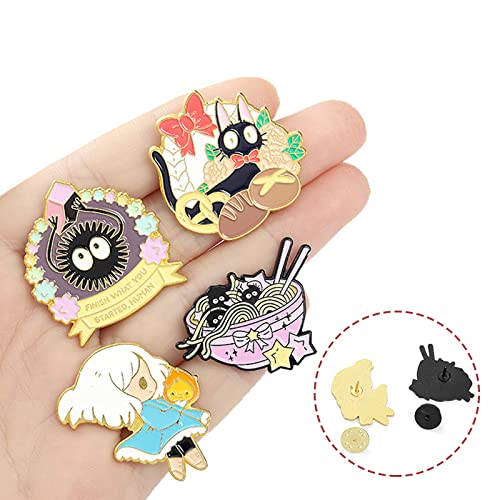 Adorable Kawaii Anime Soot Sprites Cat Frog Cartoon Enamel Pins - Cute Lapel Pin Set for Backpacks, Jackets & DIY Clothing Accessories - Perfect Gift for Kids & Teens - Great for School, Travel & Fashion Decoration