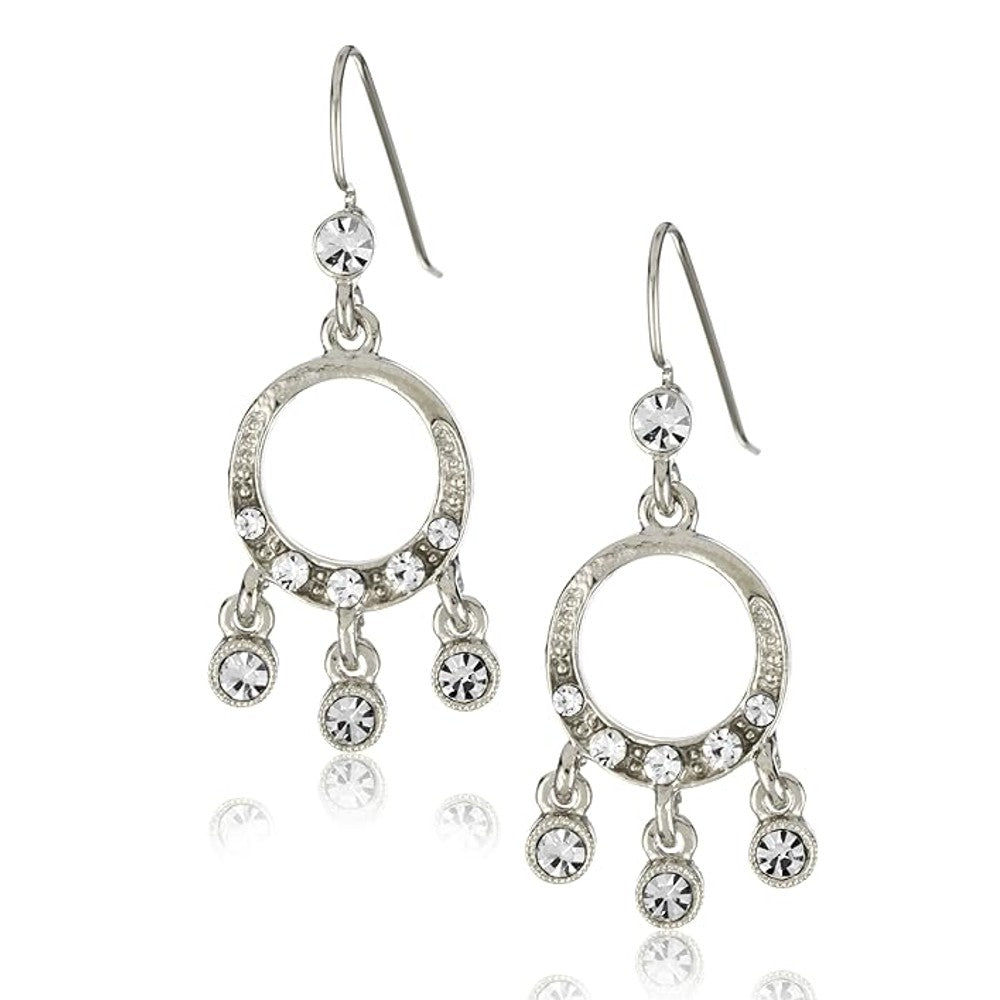 1928 Bridal Crystal Small Round Drop Earrings – Vintage Rhinestone Dangle Earrings for Wedding, Prom, Party & Special Occasions