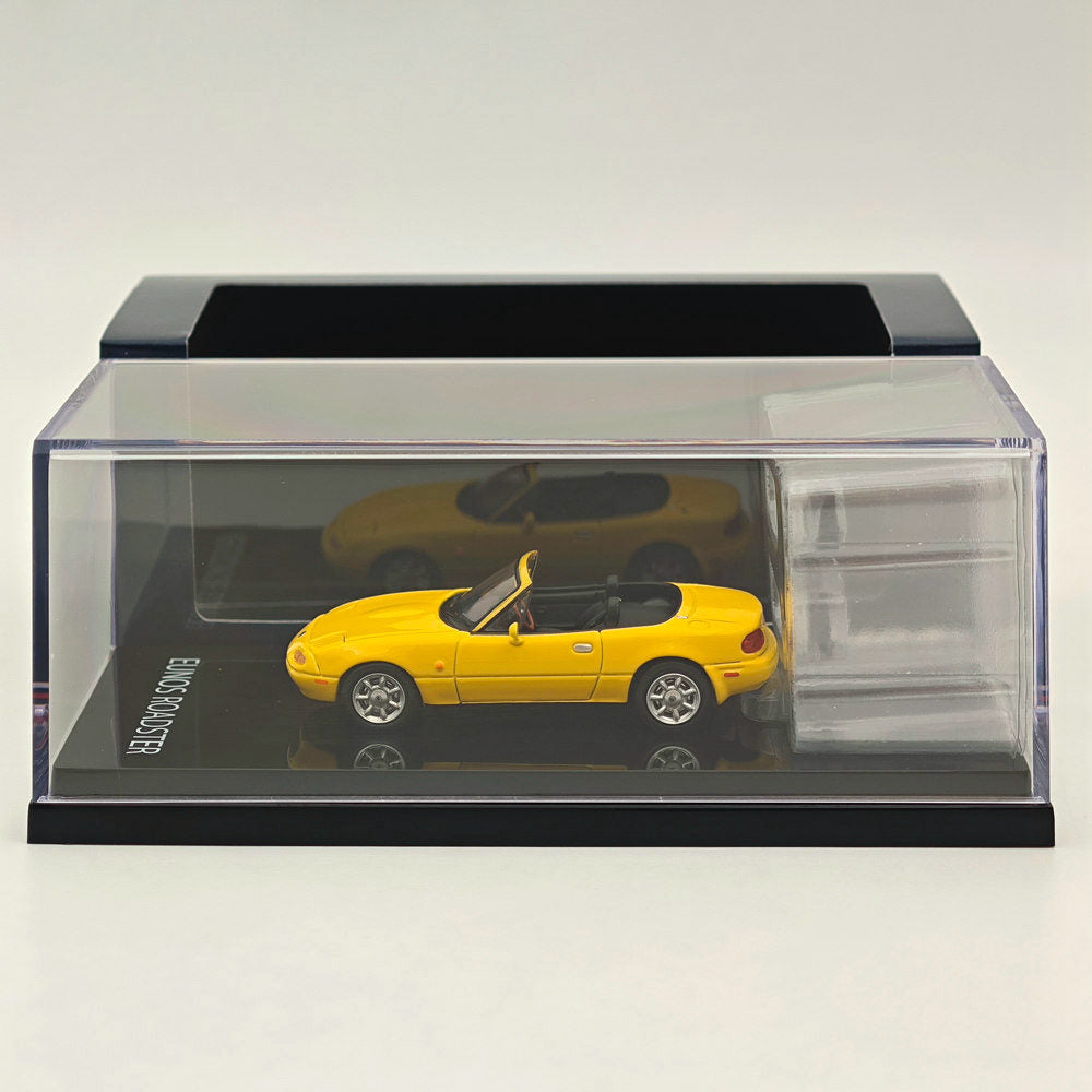 1/64 Scale Mazda Eunos Roadster NA6CE Diecast Model Car with Tonneau Cover - Limited Edition Yellow HJ642025BY - Collectible Hobby Japan Toy for Car Enthusiasts & Gift Ideas - Perfect for Display, Racing Scenes & Diecast Collections