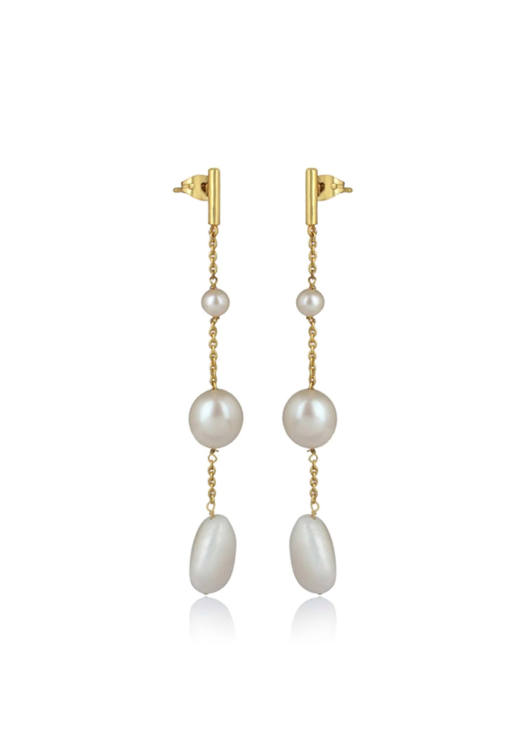 Lola Knight Alora Minimalist Pearl Bridal Earrings - 18K Gold Plated for Weddings, Prom & Special Occasions