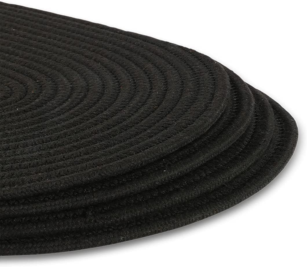 6 Pack Woven Cotton Placemats - 12x16 Inches Oval Braided Rattan Table Mats for Kitchen, Dining Table, Outdoor Party & Wedding Decoration - Elegant Plate Chargers for Everyday Use & Special Occasions (Black)