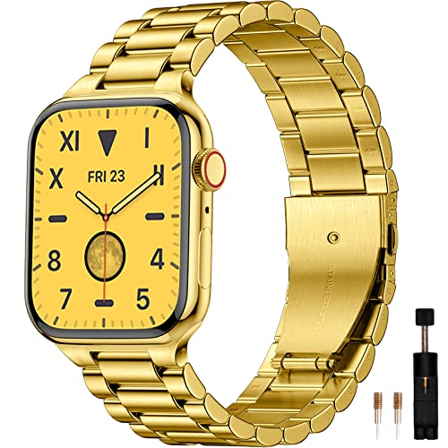 Maledan Stainless Steel Apple Watch Band Compatible with Series Ultra/8/7/6/5/4/3/2/1/SE - 38mm 40mm 41mm 42mm 44mm 45mm 49mm Replacement Metal Bracelet for Men & Women - Perfect for Workouts, Office Wear & Everyday Use