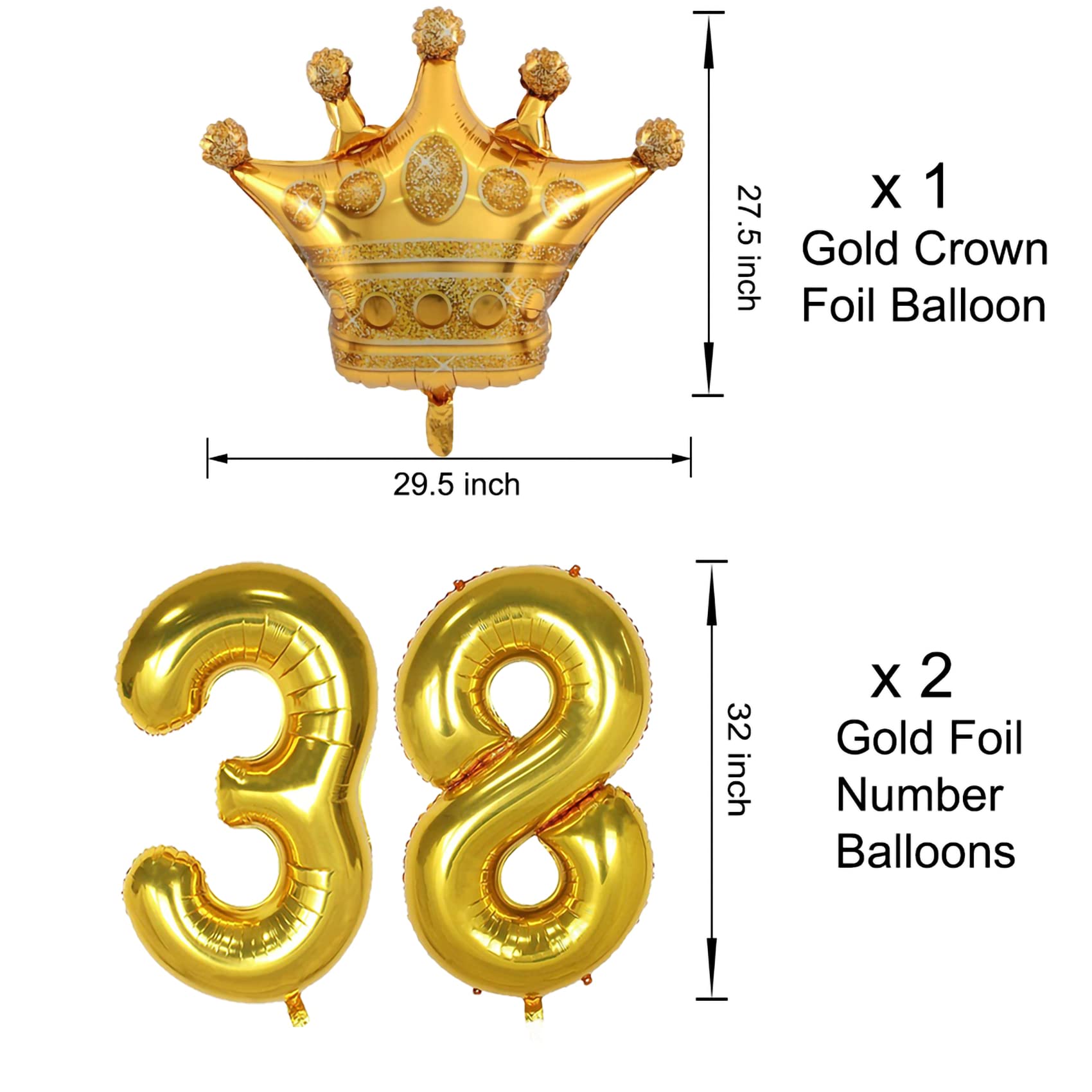 Black and Gold 38th Birthday Decorations Set - 38 Number Balloon, Happy Birthday Banner & Party Supplies for Men & Women | Perfect for 38-Year-Old Birthday Parties, Anniversaries & Milestone Celebrations
