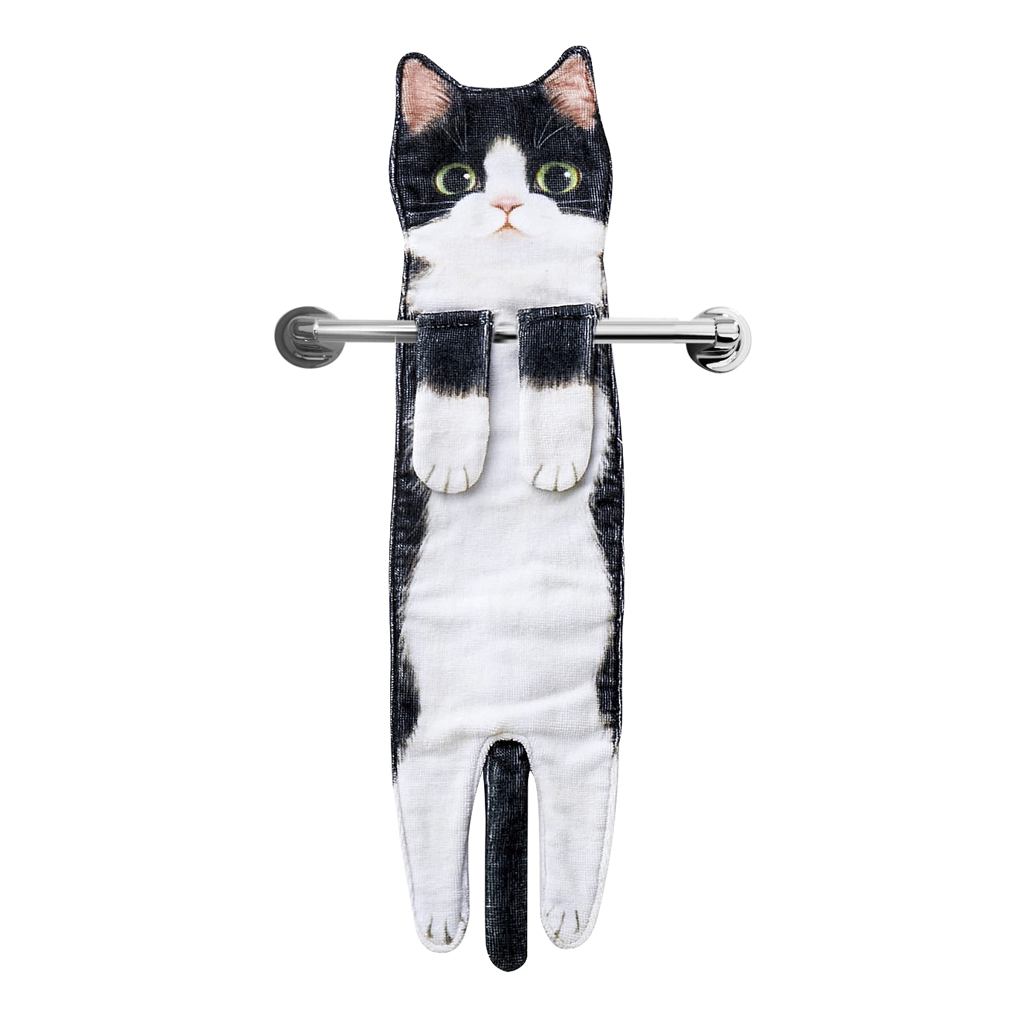 Cute Cat Hand Towels for Bathroom & Kitchen - Funny Decorative Cat Washcloths & Face Towels | Perfect for Bathroom Decor, Kitchen Accessories & Gift Ideas
