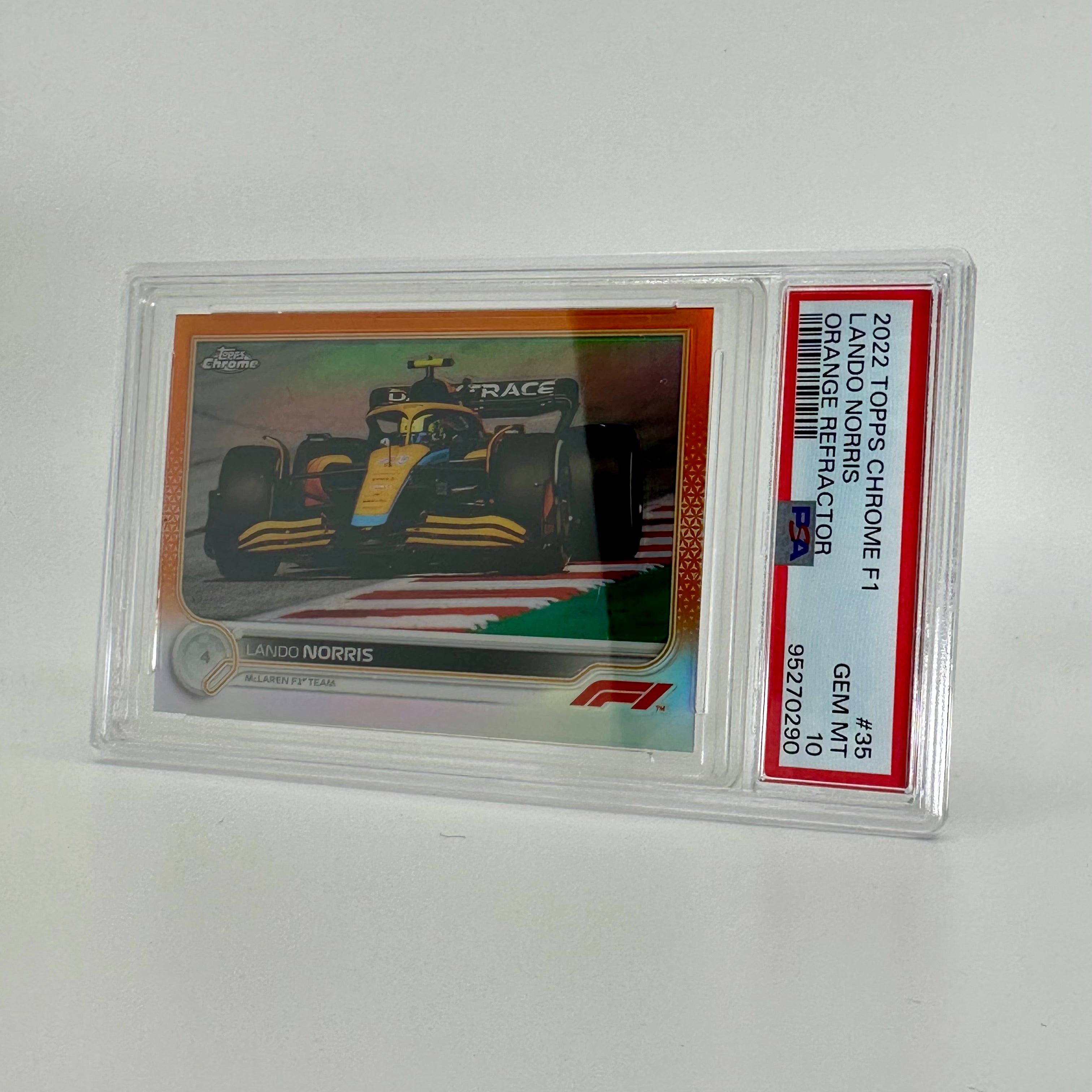 2021 Topps Chrome Formula 1 Lando Norris #35 Orange Refractor PSA 10 21/25 - Rare Racing Collectible for F1 Fans & Memorabilia Display