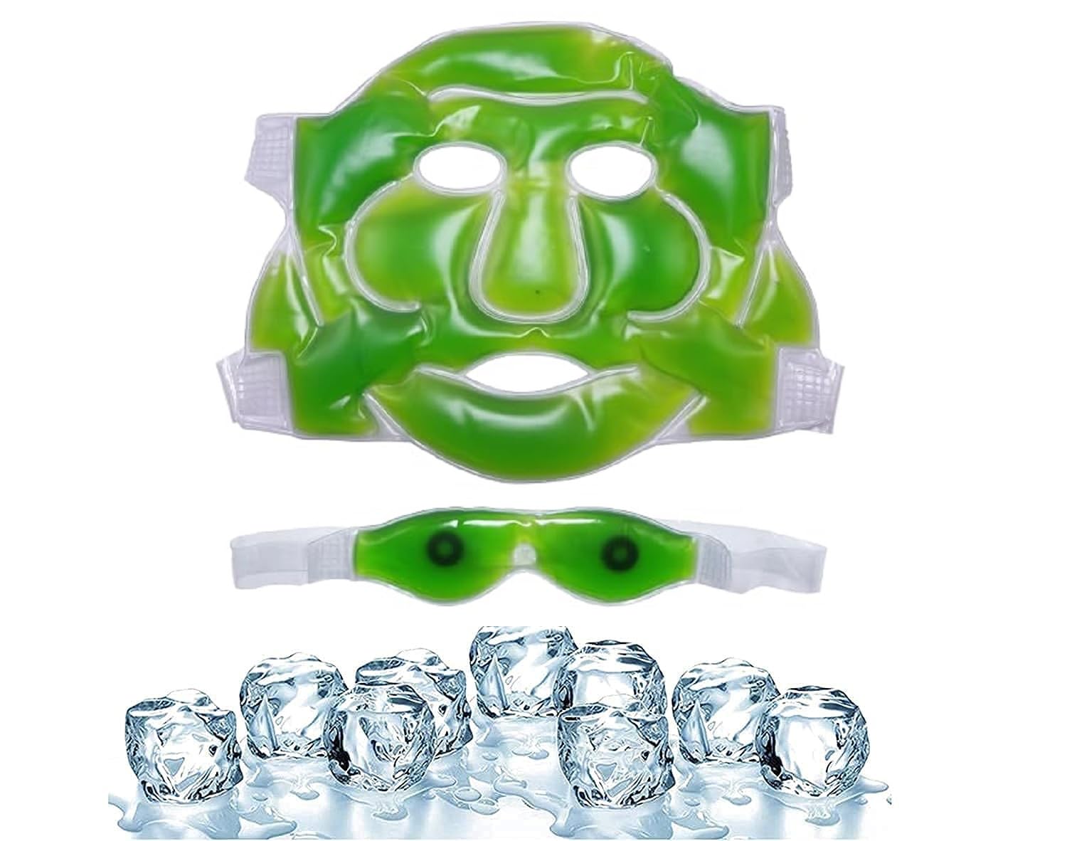 Instakart Aloe Vera Cooling Gel Full Face Mask - Ice Cooling Sleeping Mask for Dark Circles & Fatigue Relief - Hydrating Eye Patches & Eye Care Pads (1Pc) - Perfect for Summer Skincare & Overnight Hydration