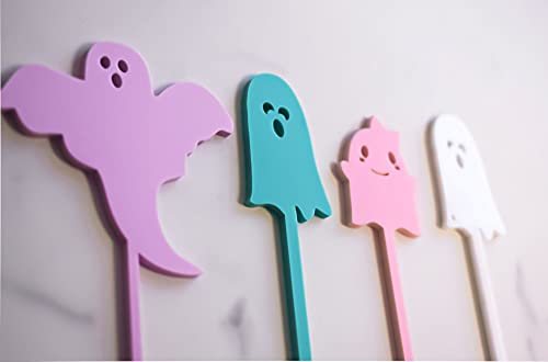 Ghost Drink Stirrers - Halloween Themed Acrylic Cocktail Stir Sticks for Spooky Party Decorations | Perfect for Halloween Parties, Bar Accessories, and Themed Drink Mixing