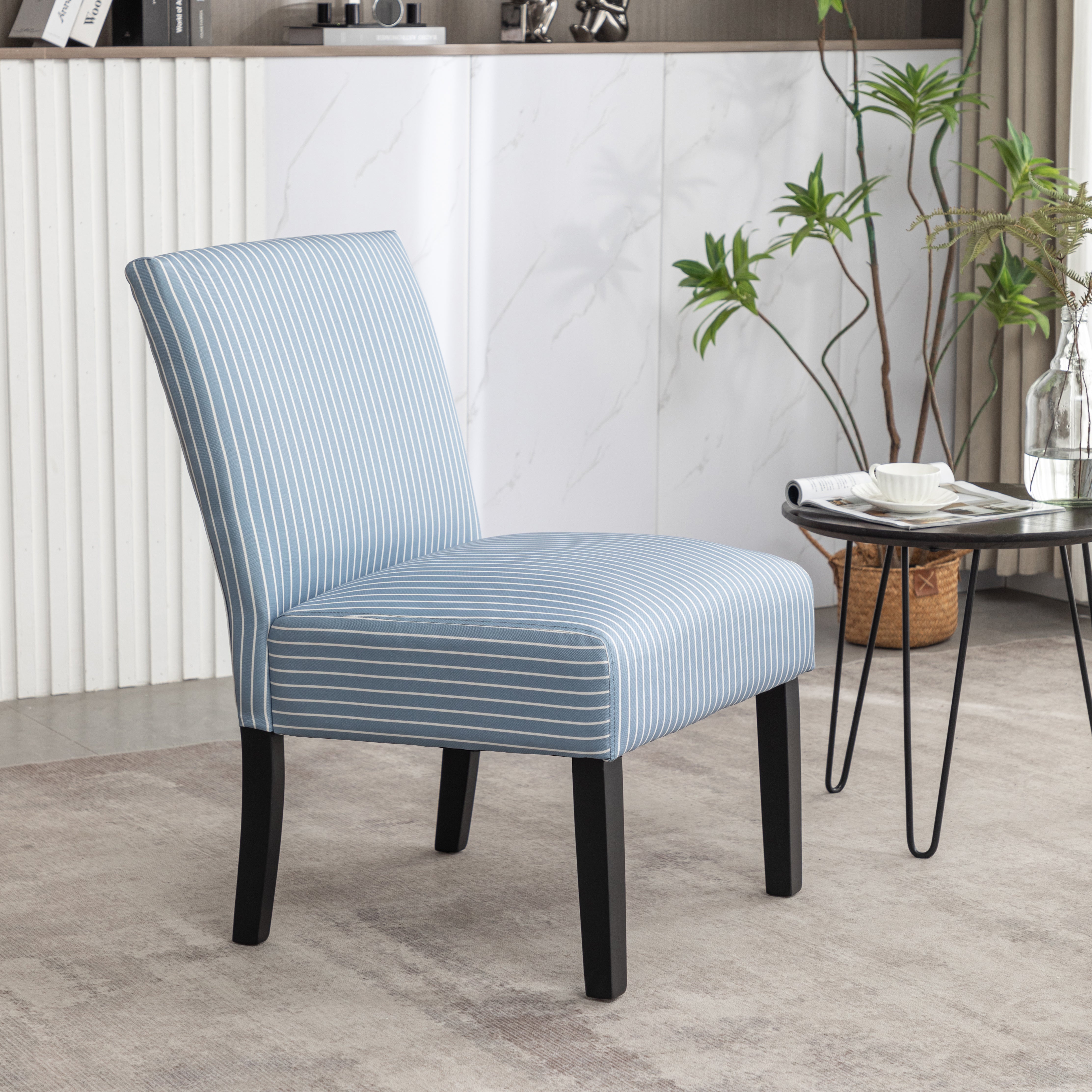 Roundhill Furniture Botticelli Fabric Armless Contemporary Accent Chair - Modern Living Room Seating for Home Office, Lounge & Reading Nook