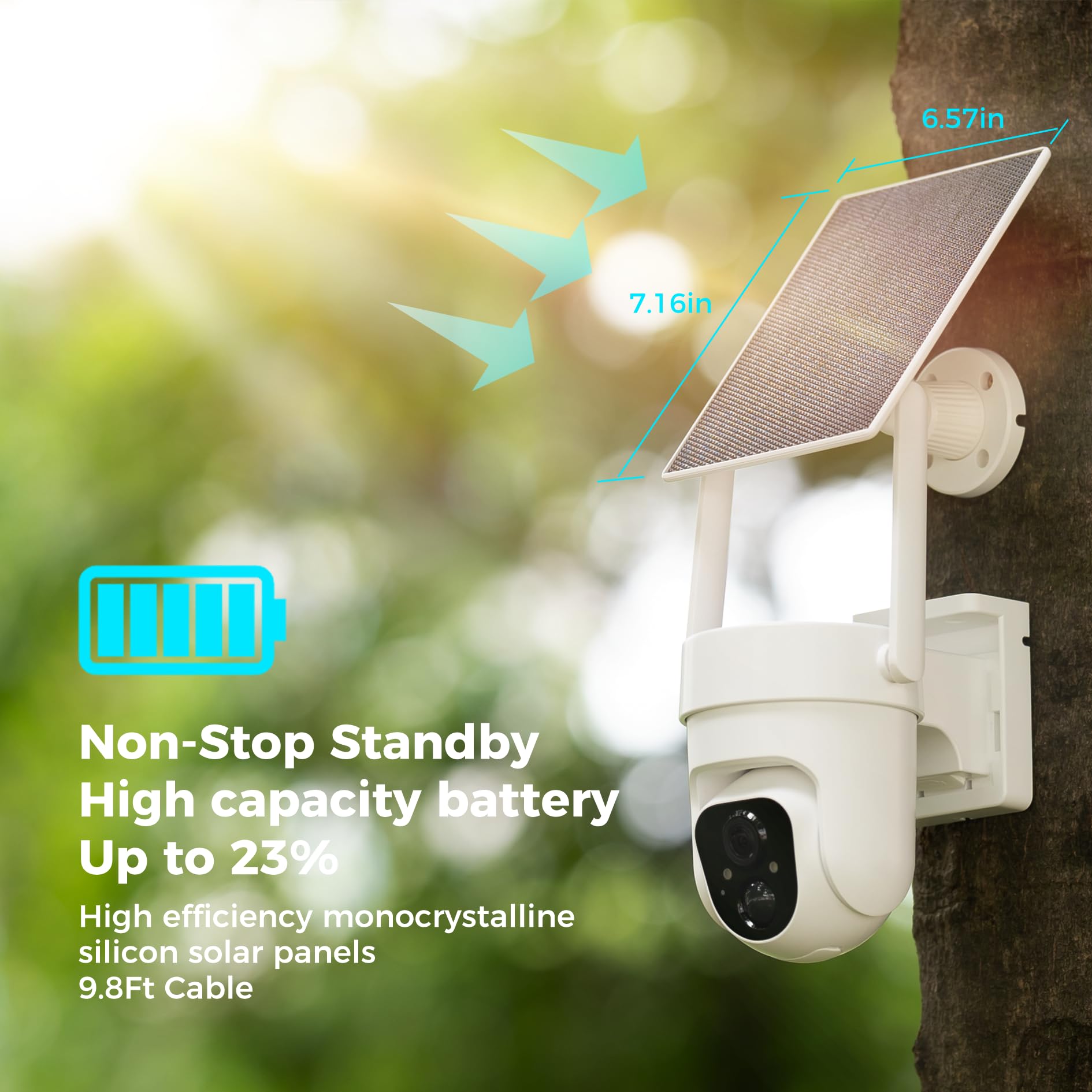 Vicohome 2CQ4 2K AI Solar Wireless Outdoor Security Camera - Battery Powered, Color Night Vision, 2-Way Audio, Motion Detection, Easy Setup, Alarm Siren - 180-Day Exchange Policy - Ideal for Home Security, Yard Monitoring & Property Protection