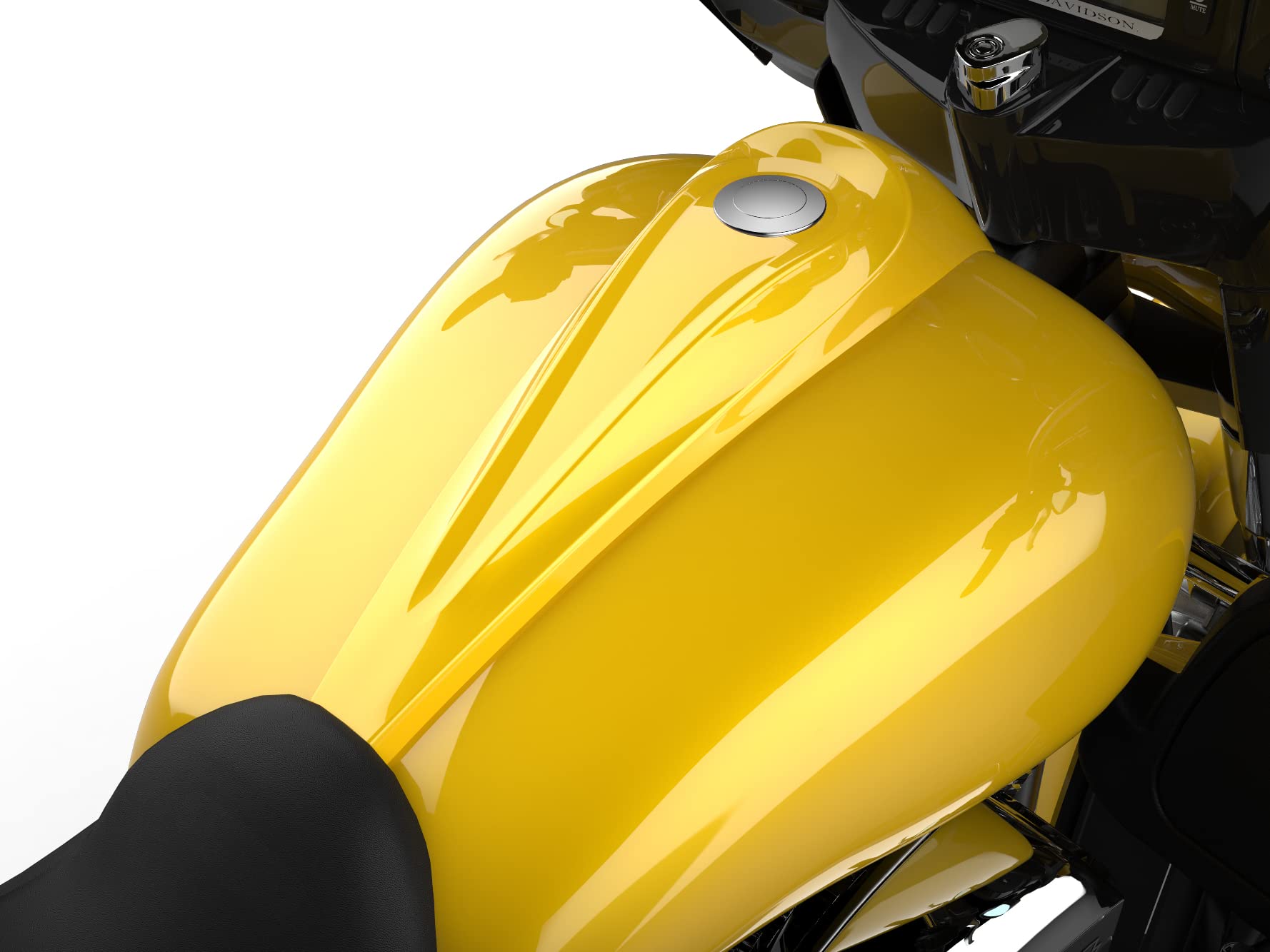 Low-Profile Harley Tank Dash Console & Chrome Gas Cap - Compatible with 2008-2021 Harley Touring Street Glide Road Glide (Chrome Yellow) | Perfect for Motorcycle Customization & Long-Distance Riding Accessories
