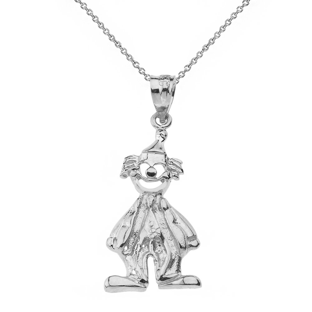 925 Sterling Silver Auguste Clown Pendant Necklace - High Polish Finish - Perfect for Costume Parties, Circus-Themed Events & Unique Gift Giving