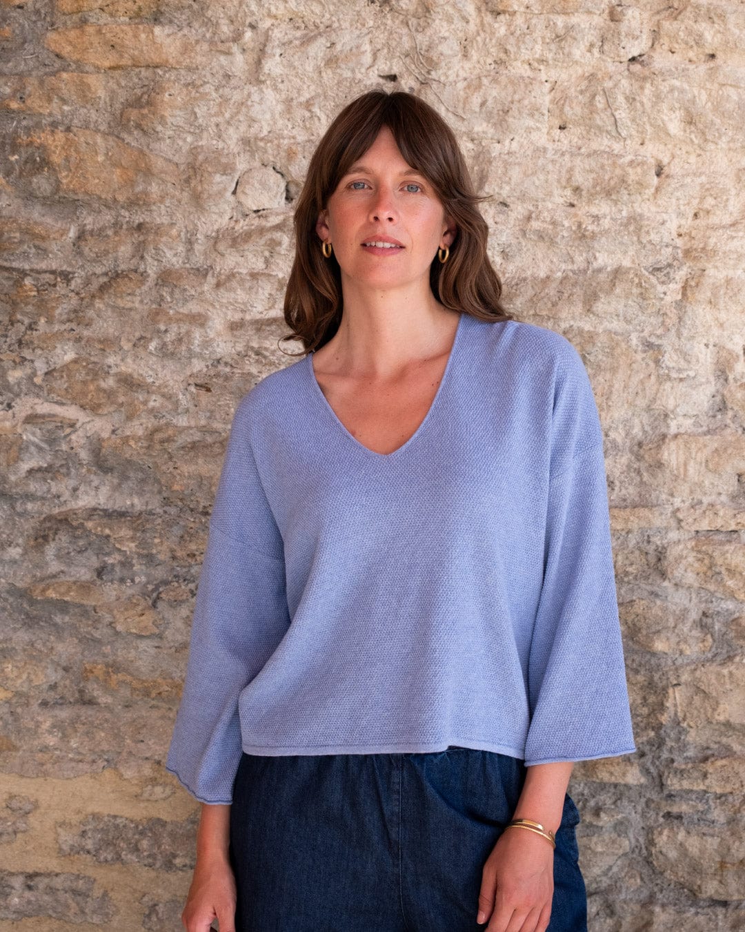 Jody Women's Cotton Relaxed Jumper Dress - Soft Blue Melange Casual Wear for Everyday Comfort | Perfect for Work, Weekend Outings & Relaxing at Home