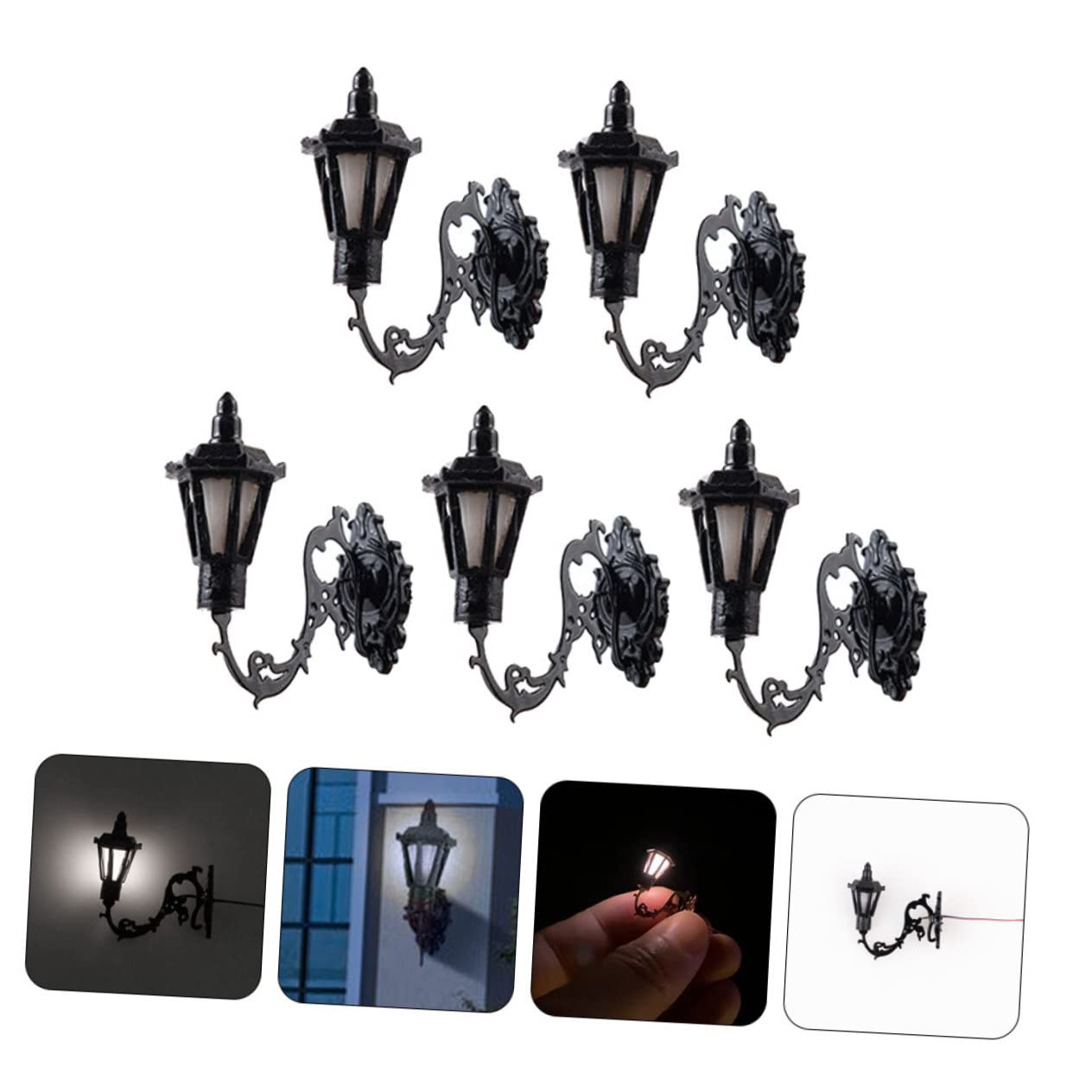 KITANDOVE 5pcs Mini Wall Sconce LED Light - ABS Stainless Steel Miniature House Lamp for Diorama, Dollhouse, Train Set & Model Railroad Scenes