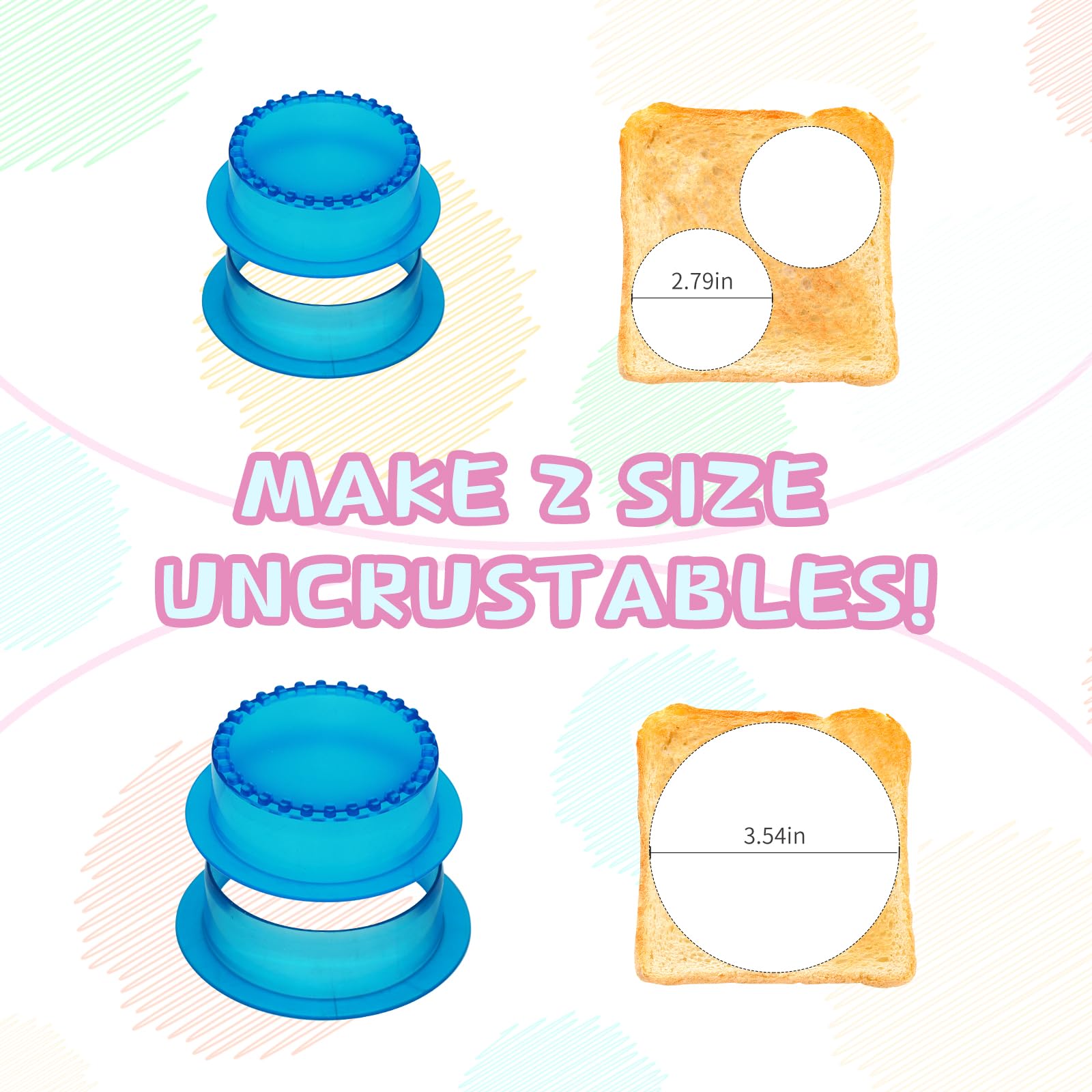 HiYZ 5-Piece Sandwich Cutter and Sealer Set - Stainless Steel Peanut Butter & Jelly Crustless Sandwich Maker, Pancake & Cookie Cutter for Kids - Perfect for School Lunches, Picnics, and Family Breakfasts