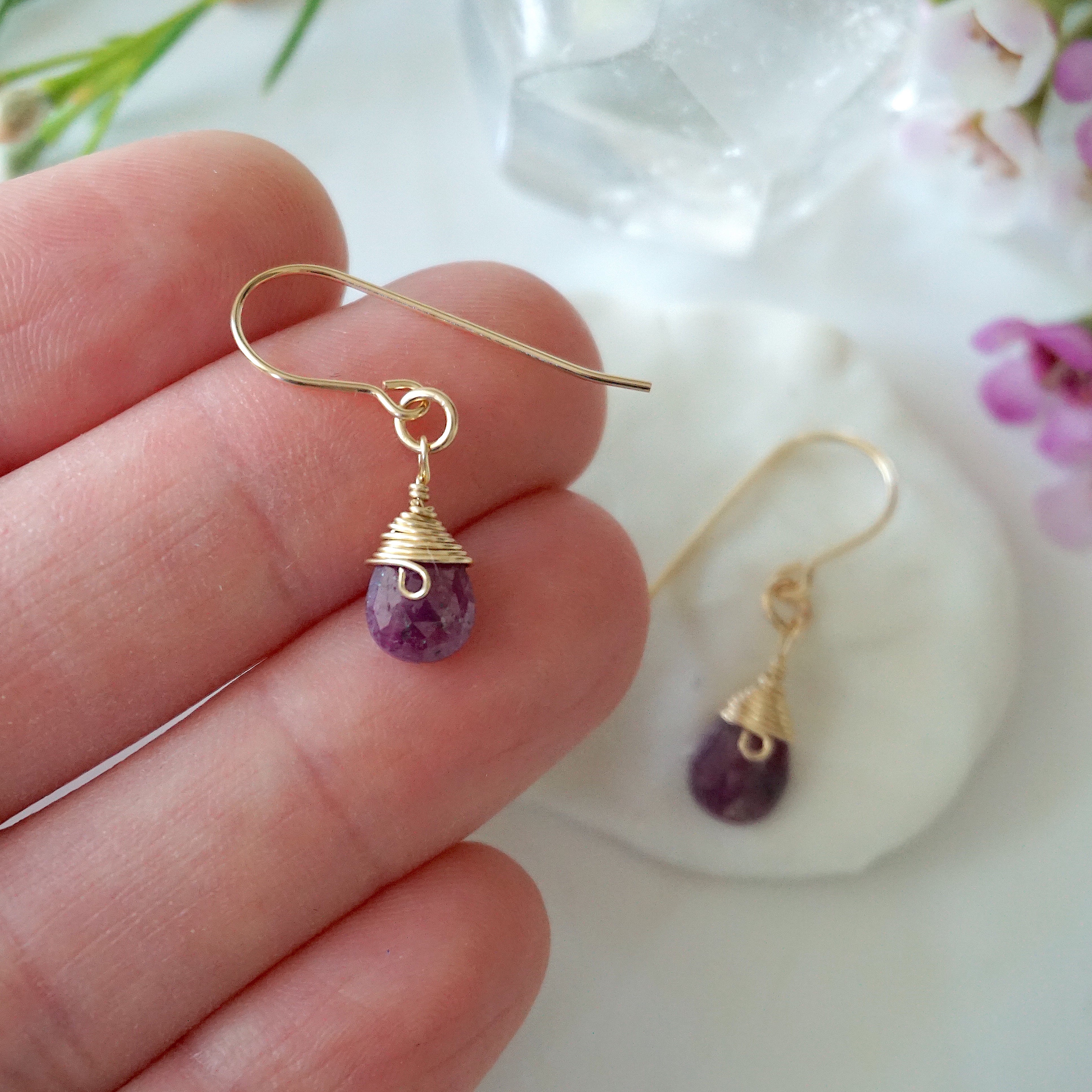 14K Gold Filled Ruby Teardrop Earrings for Women - Elegant Dangle Earrings for Party, Wedding & Special Occasions
