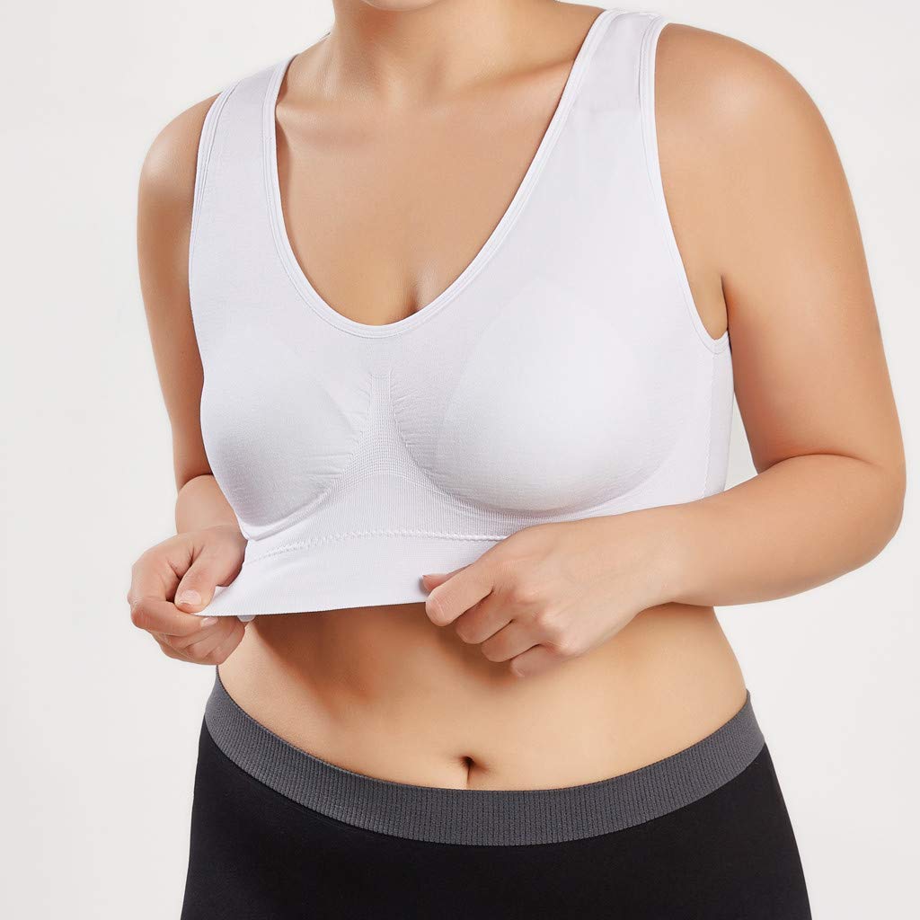 Plus Size Women's Sports Bras - Ultra-Thin Full Coverage Yoga Bra for Fitness & Workouts - Breathable Comfort in Pure White (XXXXL) - Perfect for Gym, Running, and High-Intensity Training