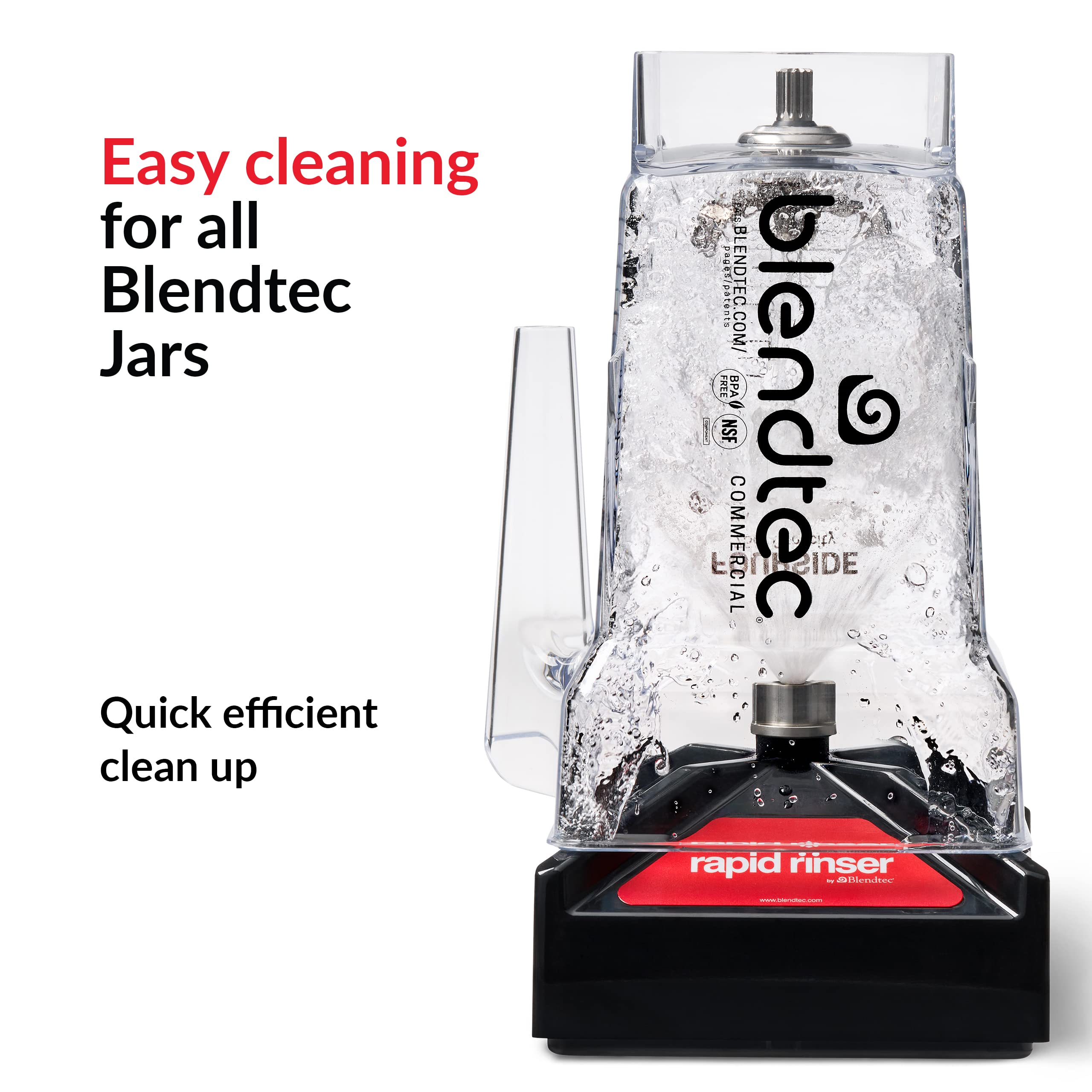 Blendtec Rapid Rinser - Commercial Blender Jar Cleaner for Blendtec - Black - Easy Kitchen Cleaning