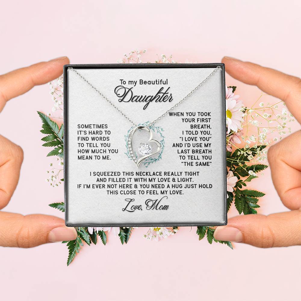 Beautiful Jewelry Necklace for Daughter - Thoughtful Gift from Mom in White or Yellow Gold Finish - Perfect for Birthdays, Graduation & Special Occasions