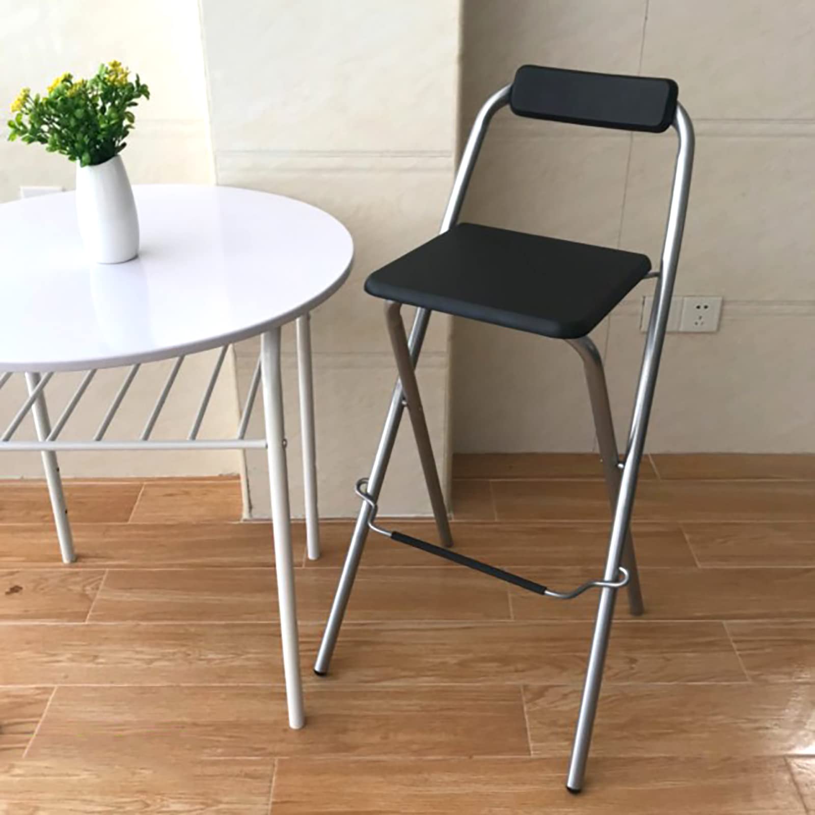 27/29 Inch Wood & Metal Folding Bar Stool with Back Support - 220 lbs Capacity Home Pub Chair in 7 Colors - Perfect for Kitchen Islands, Countertops & Small Spaces