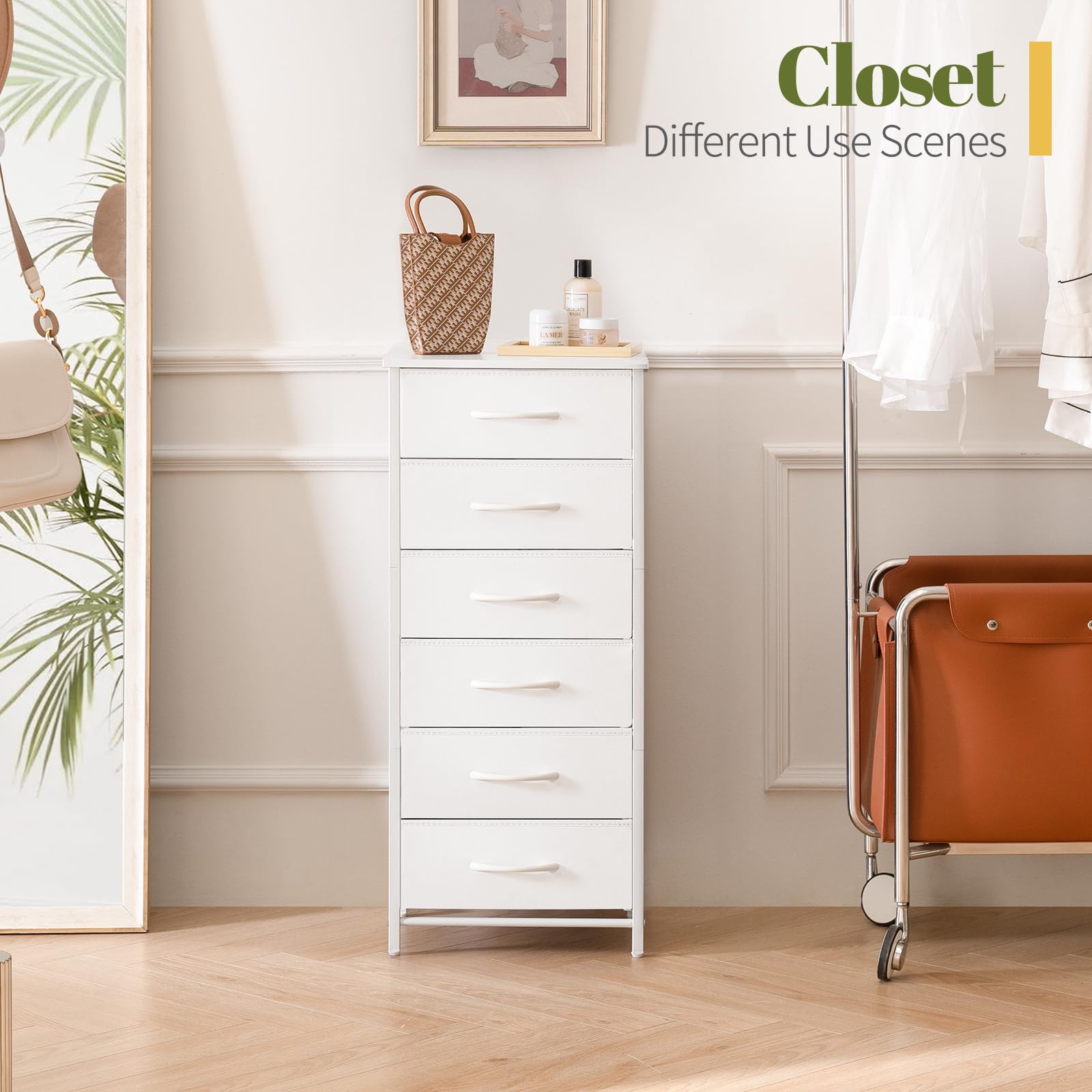Yoobure Tall Nightstand with 6 Drawers - Bedroom Storage for Small Spaces & Dorms
